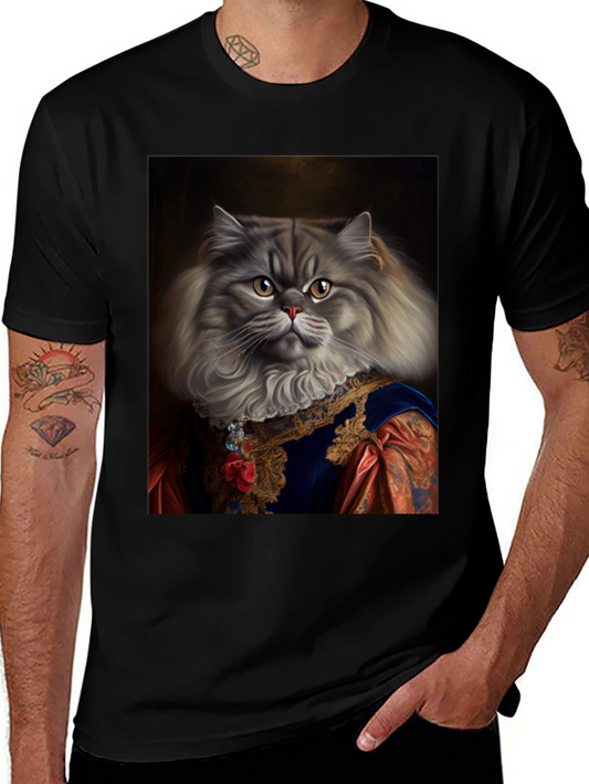 Cat Royalty T-Shirt - Humorous Feline Portrait Tee