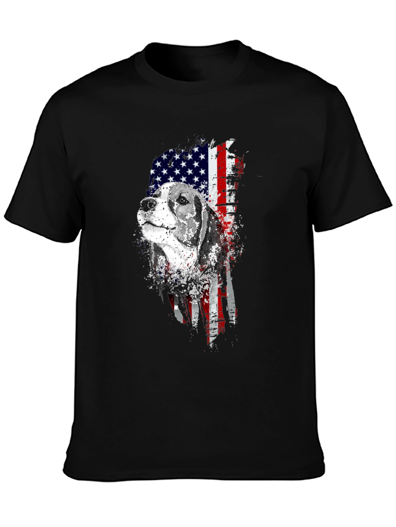 Patriotic Beagle Dog American Flag Graphic Tee