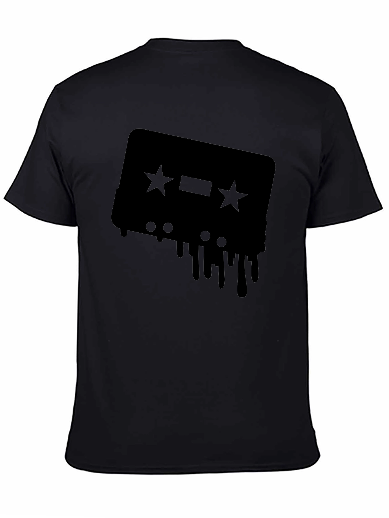 Retro Cassette Tape Drip Graphic Tee - Black
