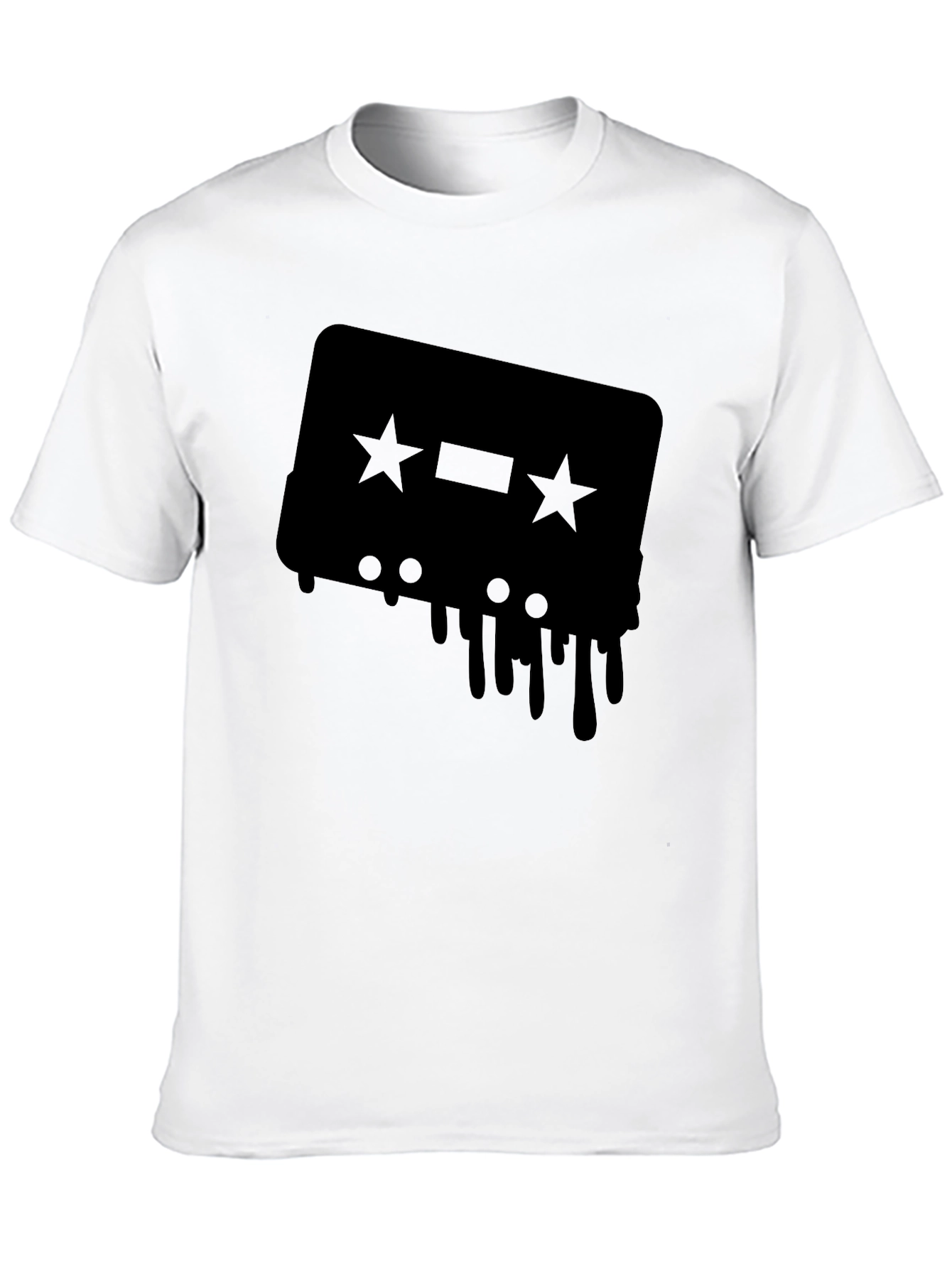 Retro Cassette Tape Drip Graphic Tee - Black