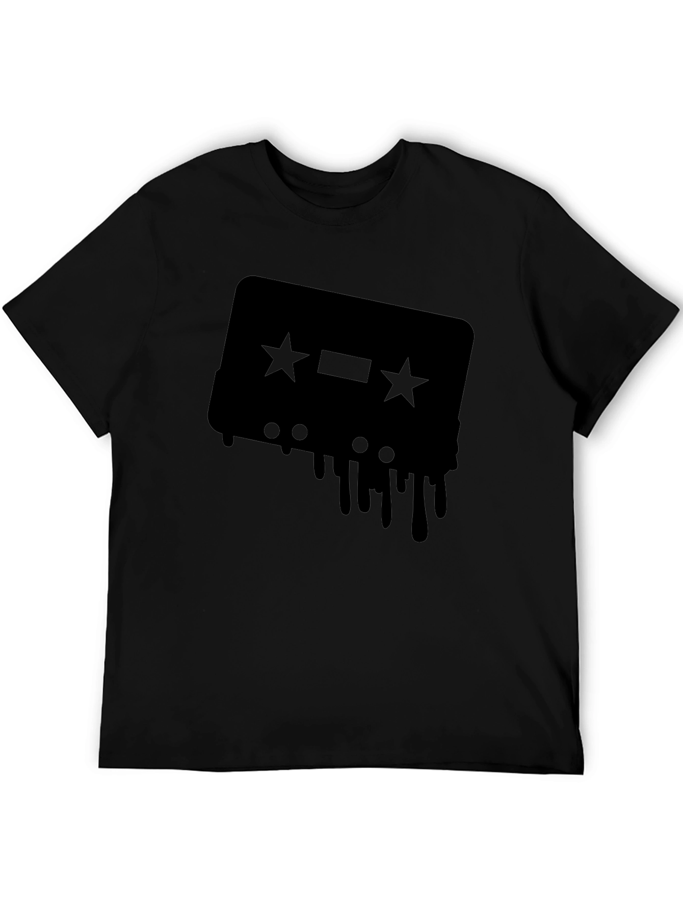 Retro Cassette Tape Drip Graphic Tee - Black