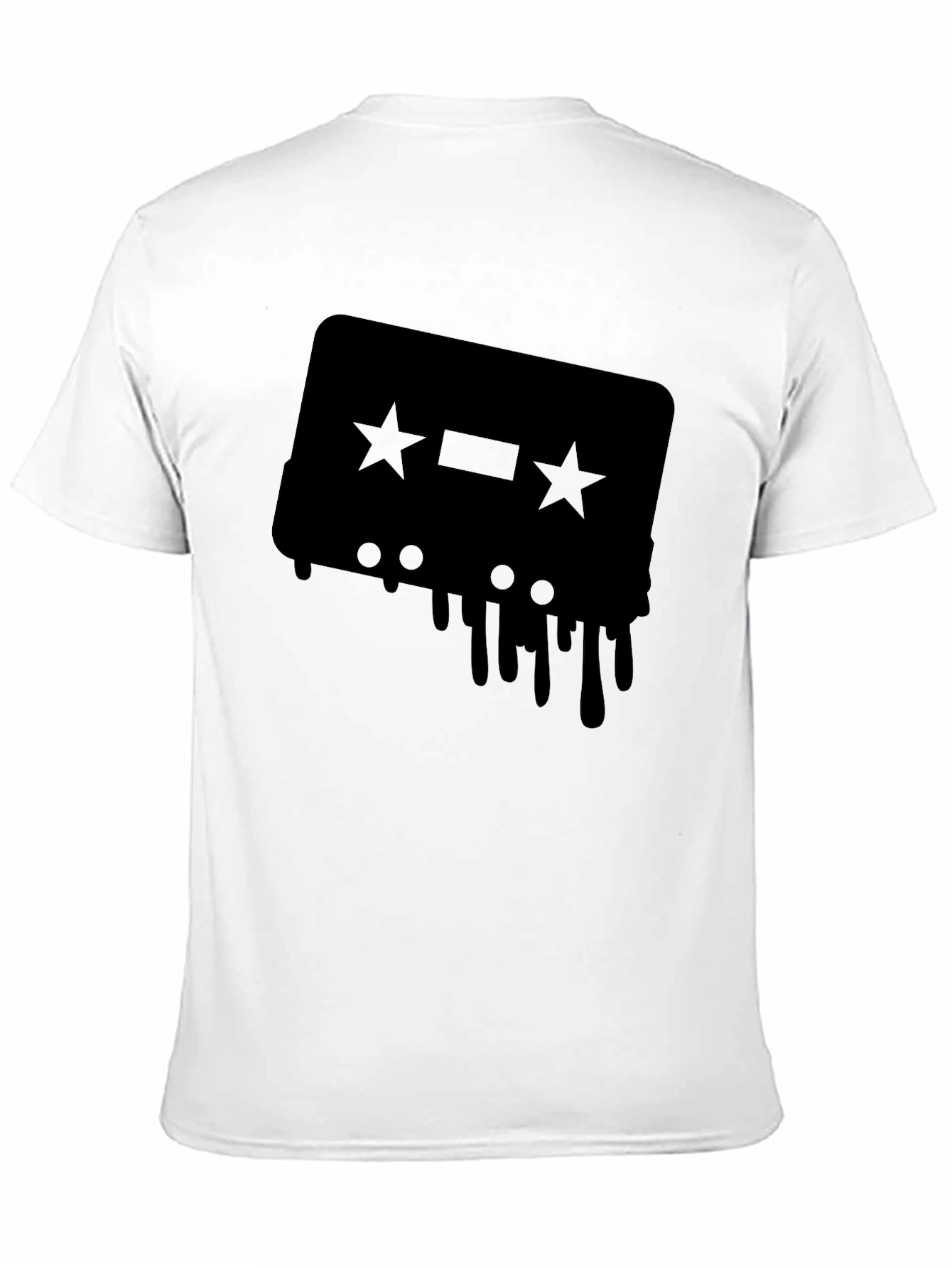 Retro Cassette Tape Drip Graphic Tee - Black