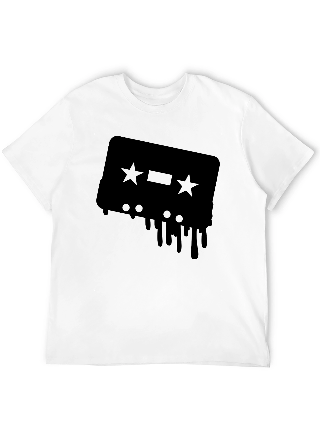 Retro Cassette Tape Drip Graphic Tee - Black