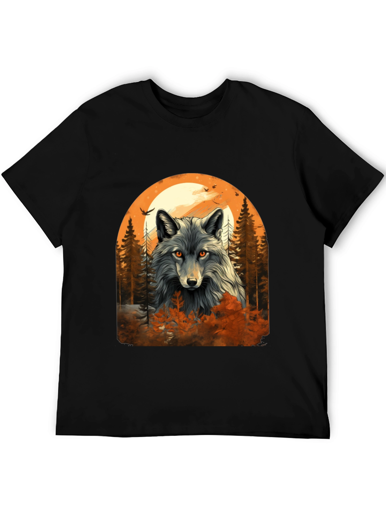 Wolf Moon Forest Graphic Tee - Black