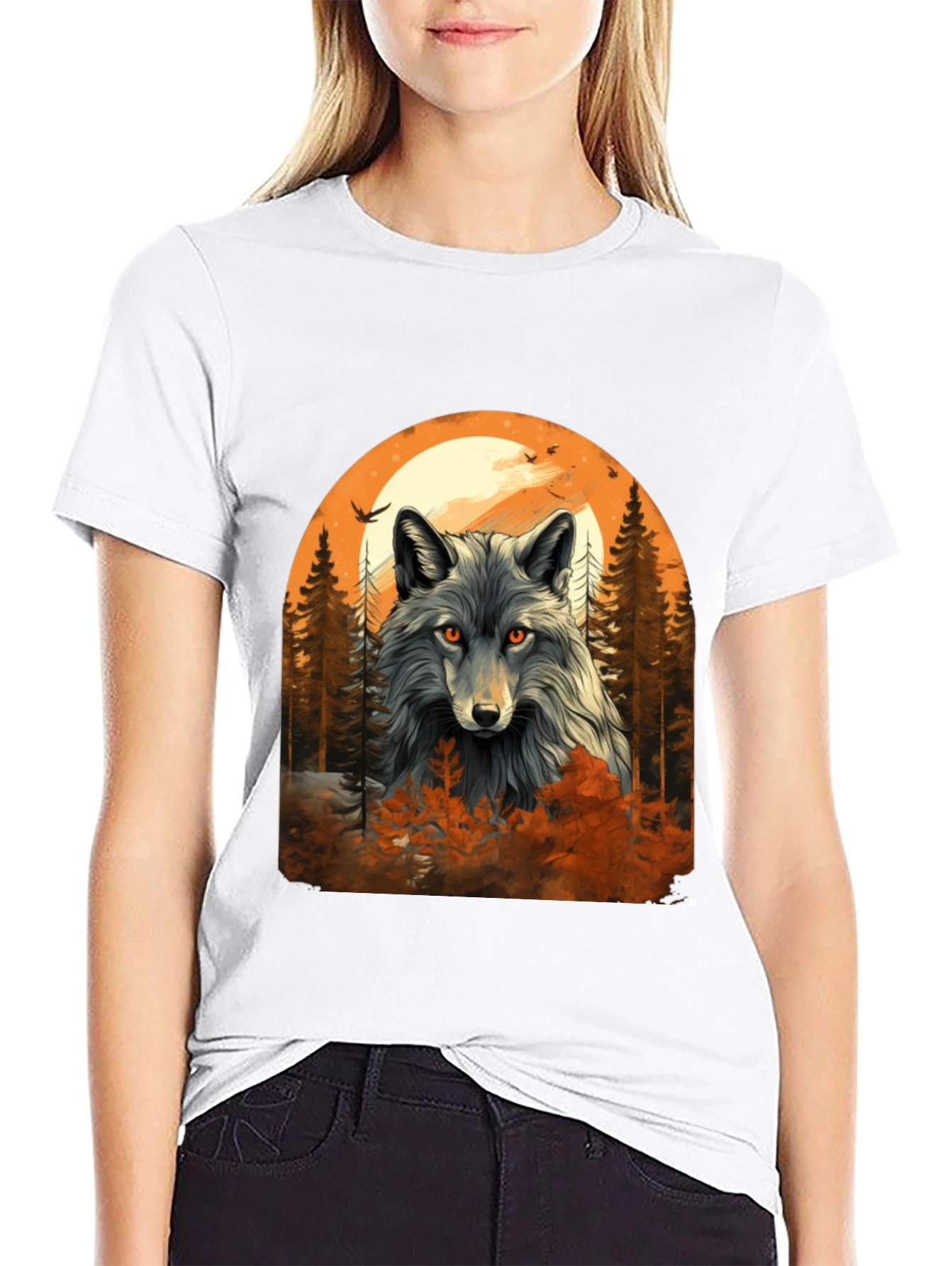 Wolf Moon Forest Graphic Tee - Black