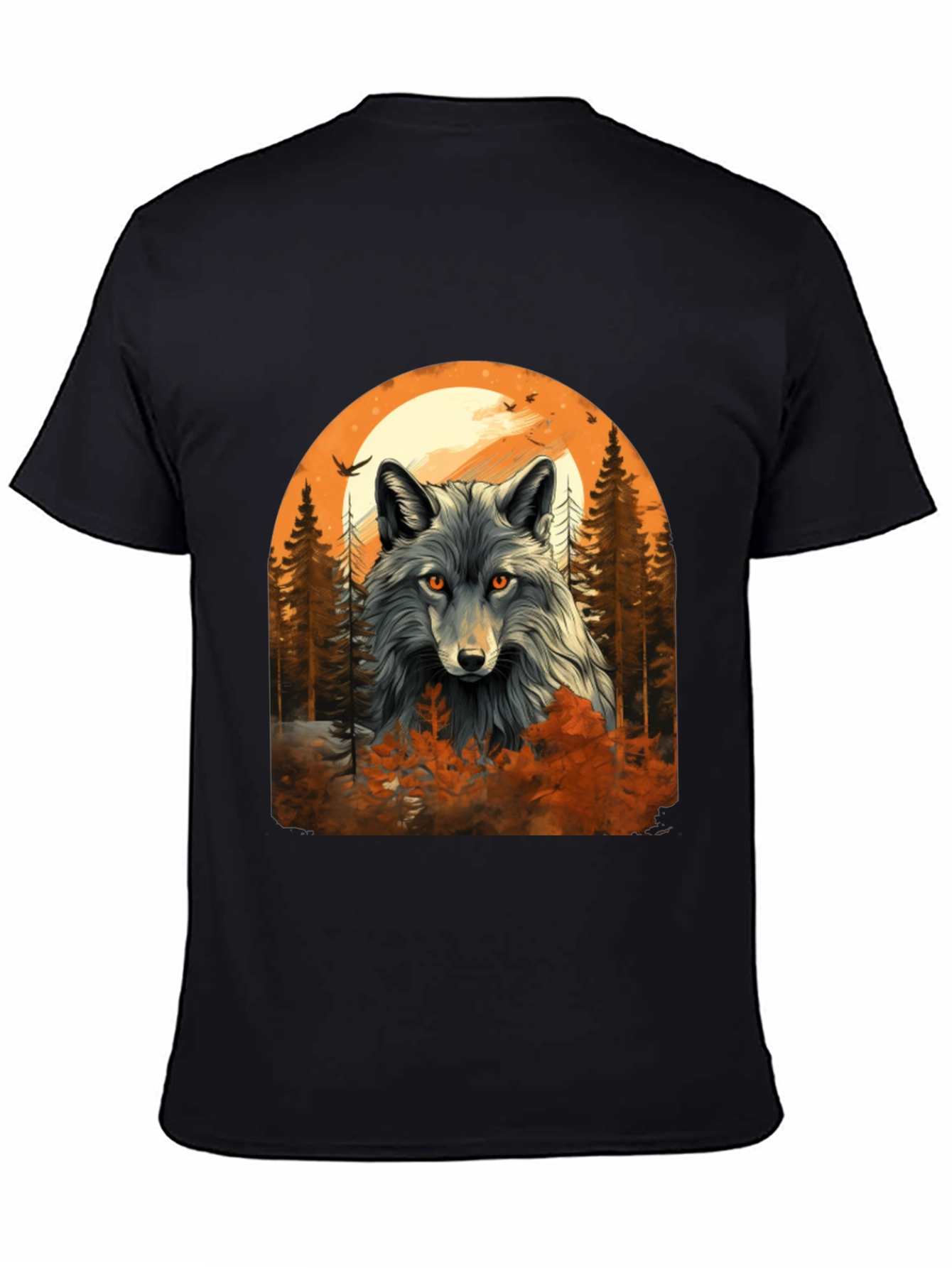 Wolf Moon Forest Graphic Tee - Black