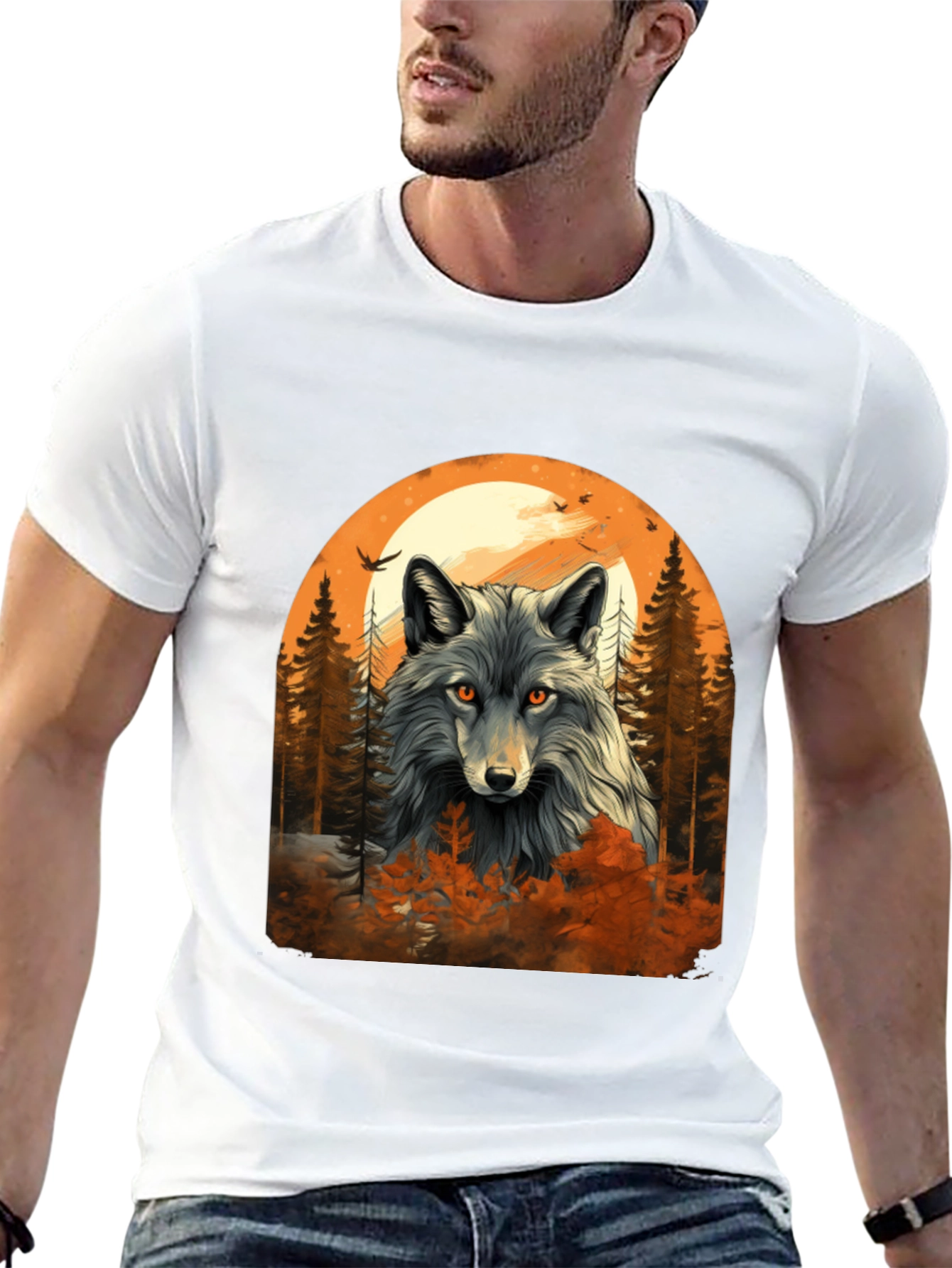 Wolf Moon Forest Graphic Tee - Black
