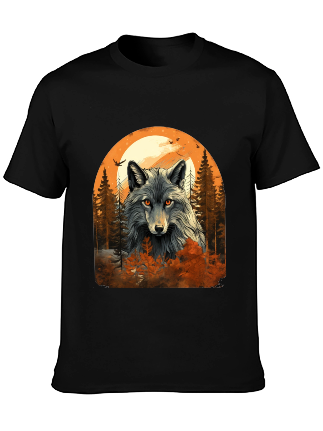Wolf Moon Forest Graphic Tee - Black
