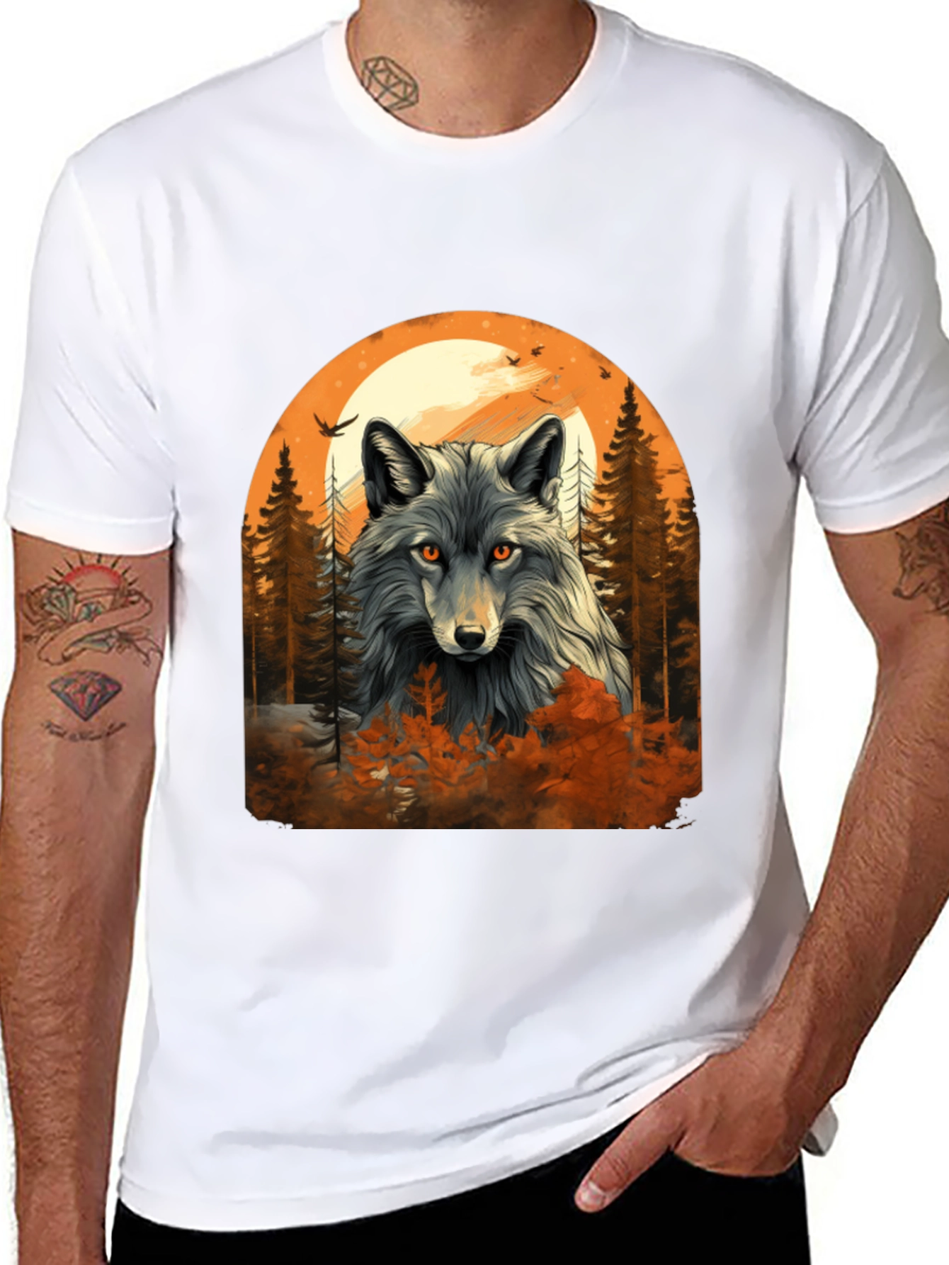 Wolf Moon Forest Graphic Tee - Black