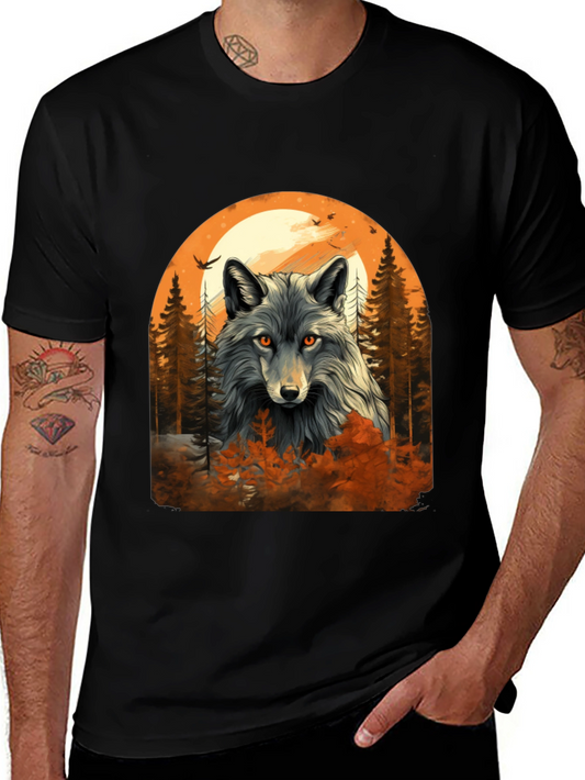 Wolf Moon Forest Graphic Tee - Black