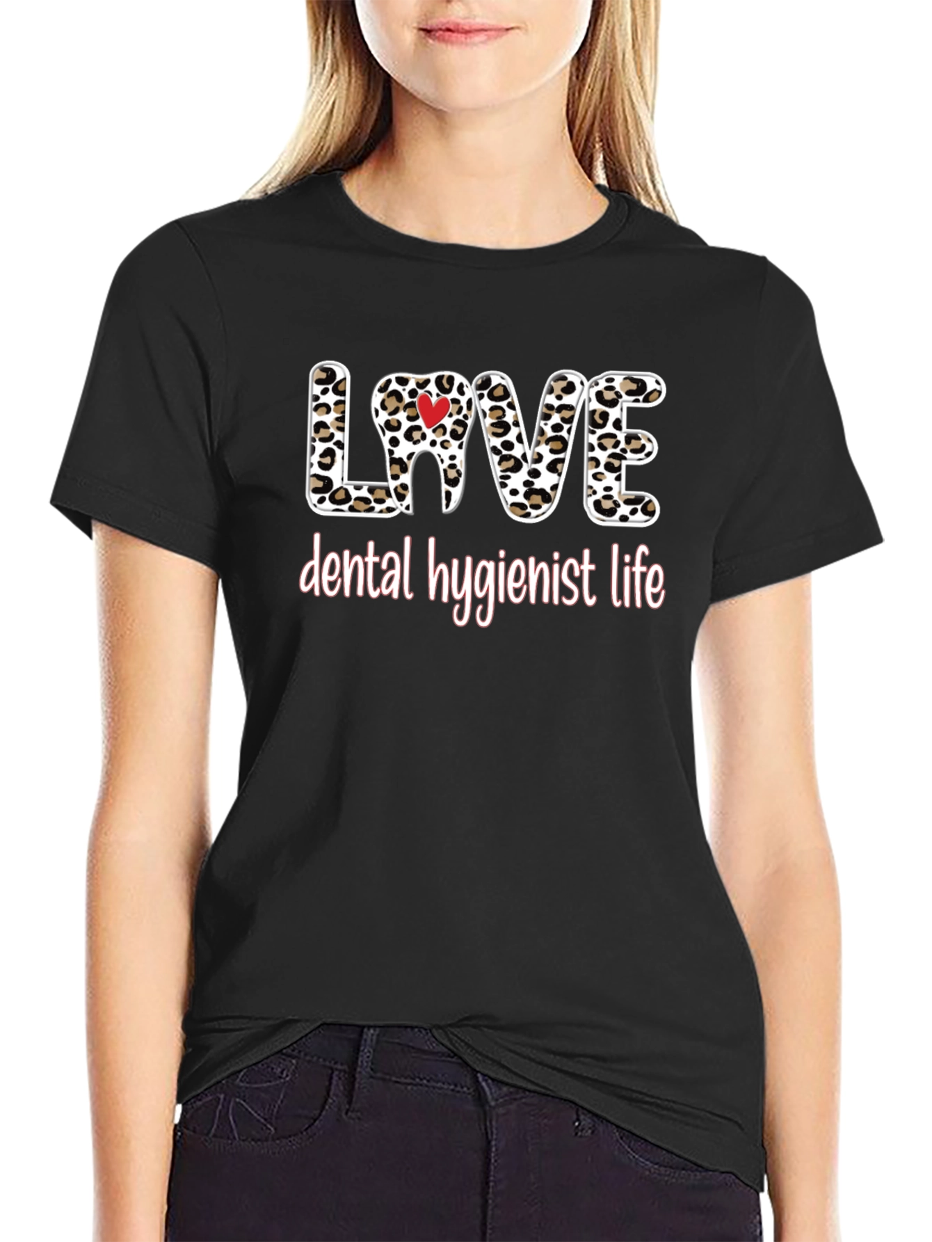Dental Hygienist Love Leopard Print T-Shirt