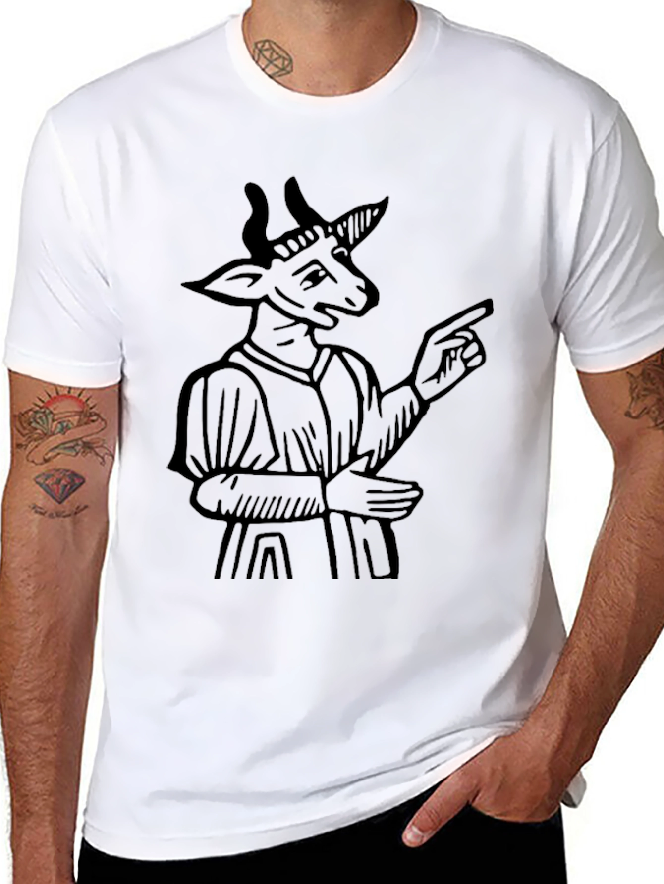 Black Goat Tee - Unique Graphic Print T-Shirt