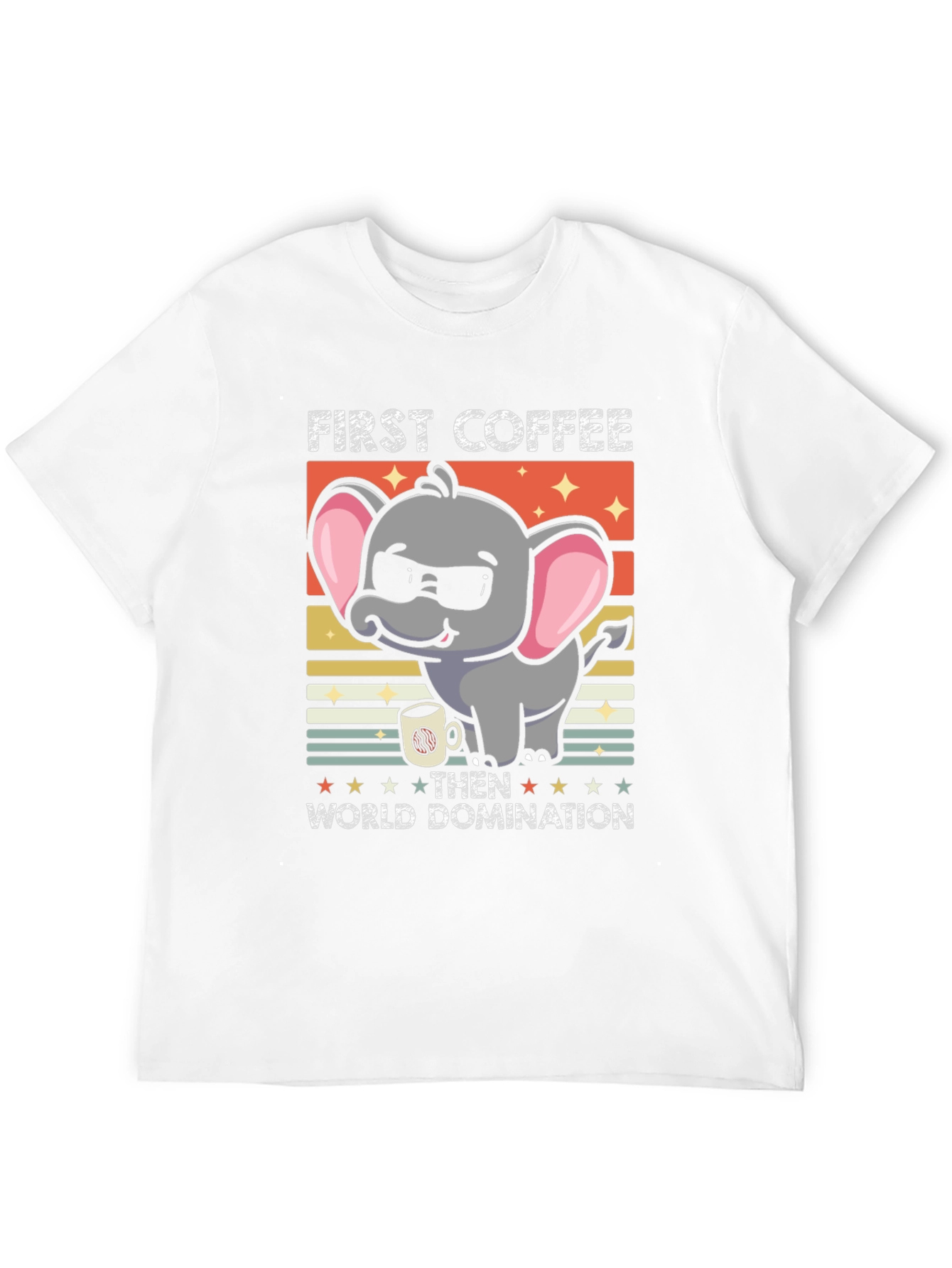 Funny Elephant Coffee Domination Graphic Tee