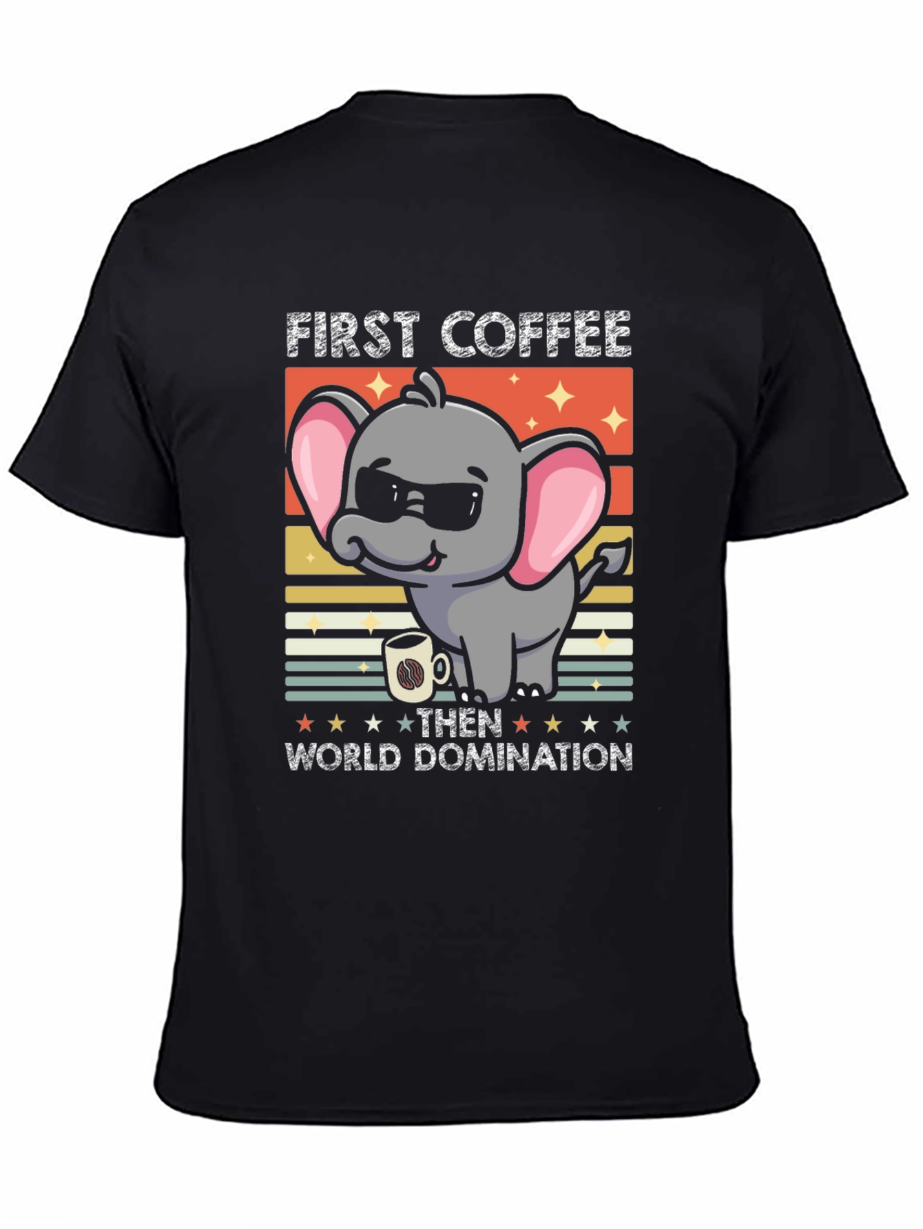 Funny Elephant Coffee Domination Graphic Tee