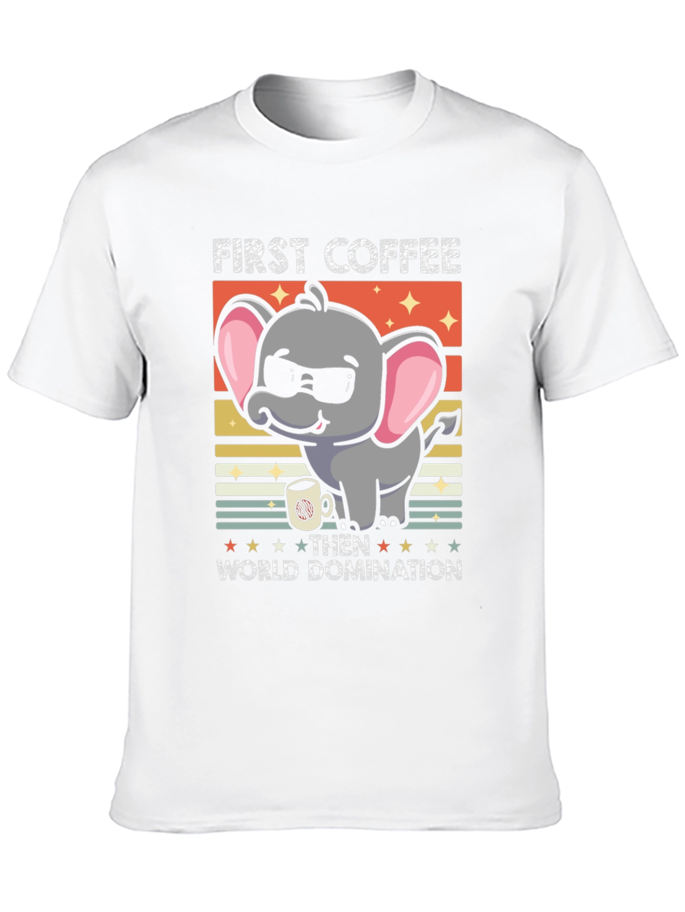 Funny Elephant Coffee Domination Graphic Tee