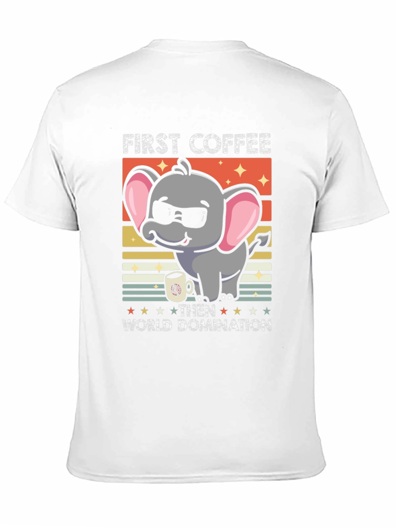 Funny Elephant Coffee Domination Graphic Tee