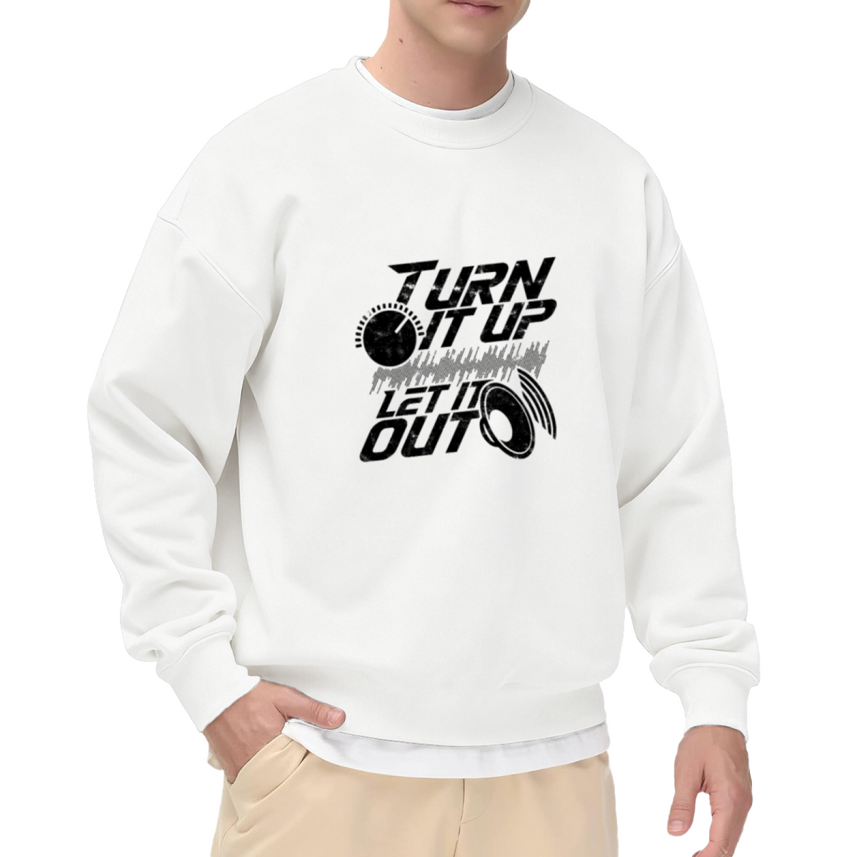 "TURN IT UP LET IT OUT" Audio Speaker Design - Crewneck Sweatshirt | Music, Audio, Speaker Gift