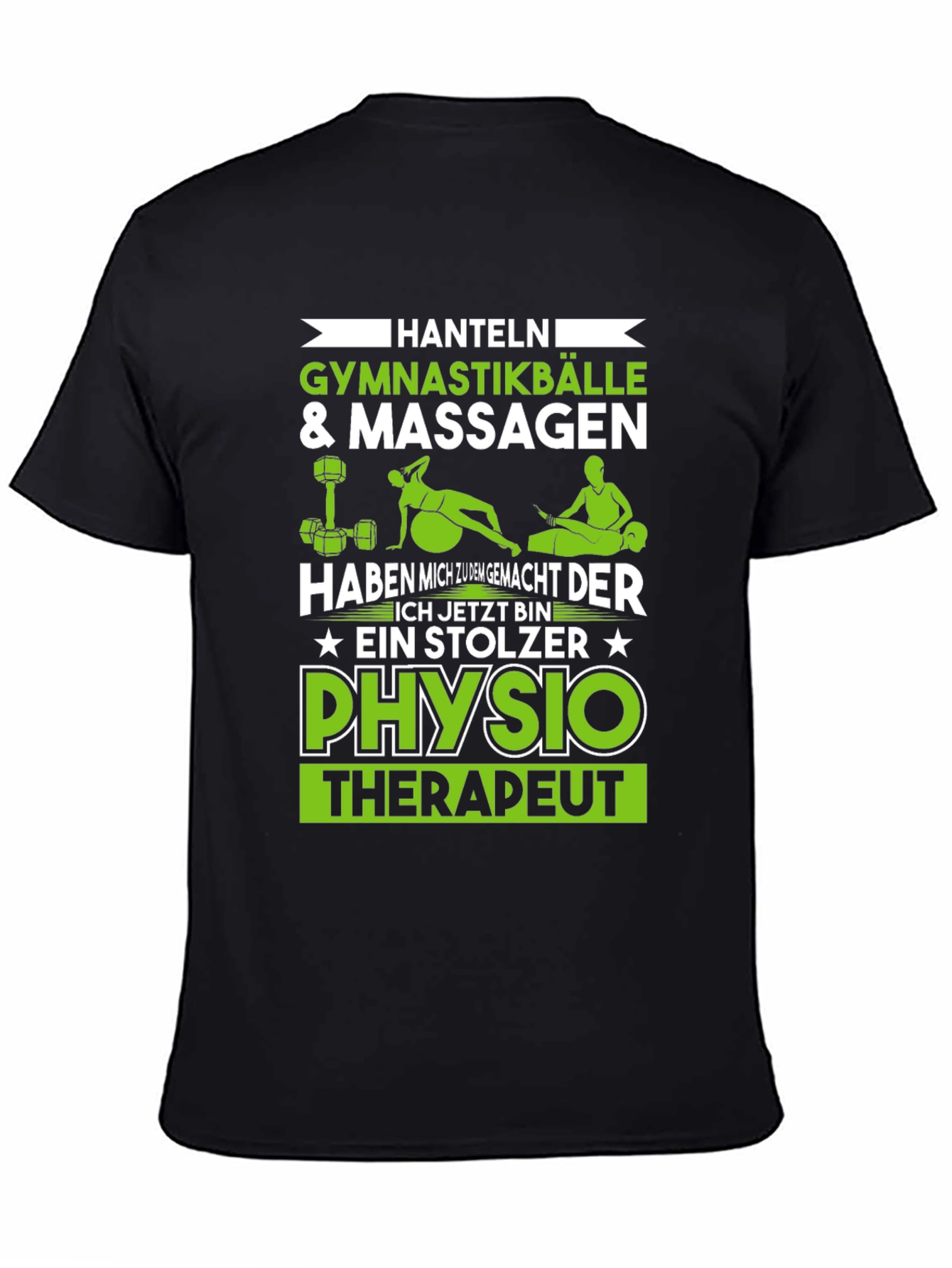 Physio Therapist T-Shirt - Hanteln & Gymnastikballe Design