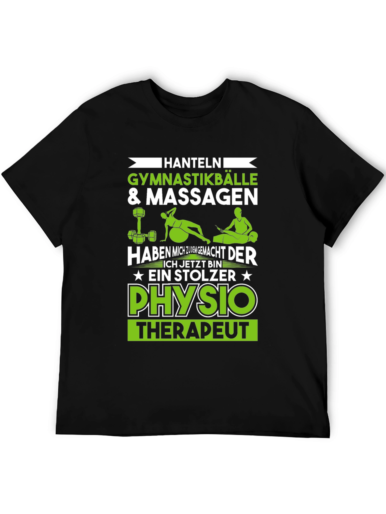 Physio Therapist T-Shirt - Hanteln & Gymnastikballe Design