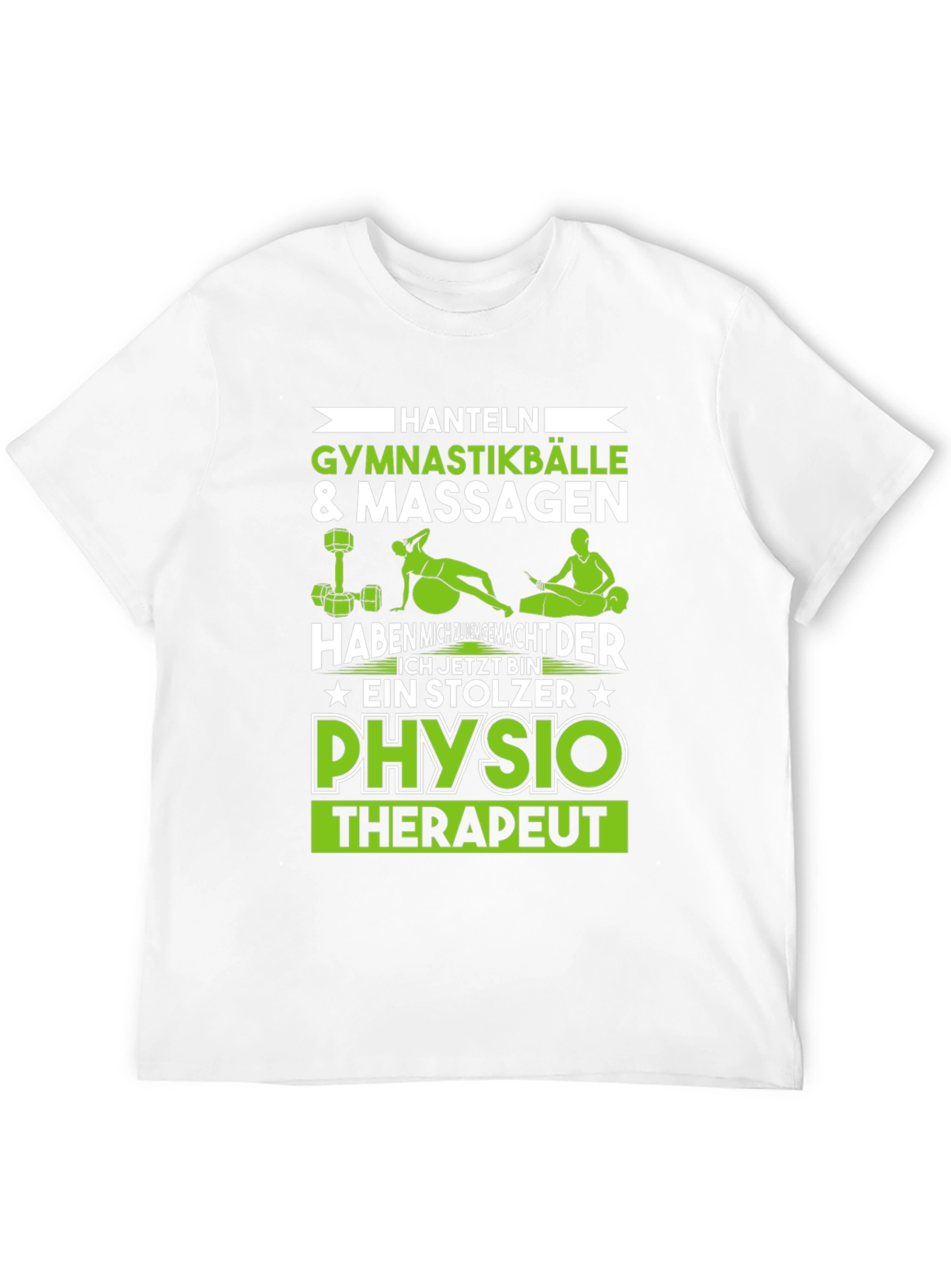 Physio Therapist T-Shirt - Hanteln & Gymnastikballe Design