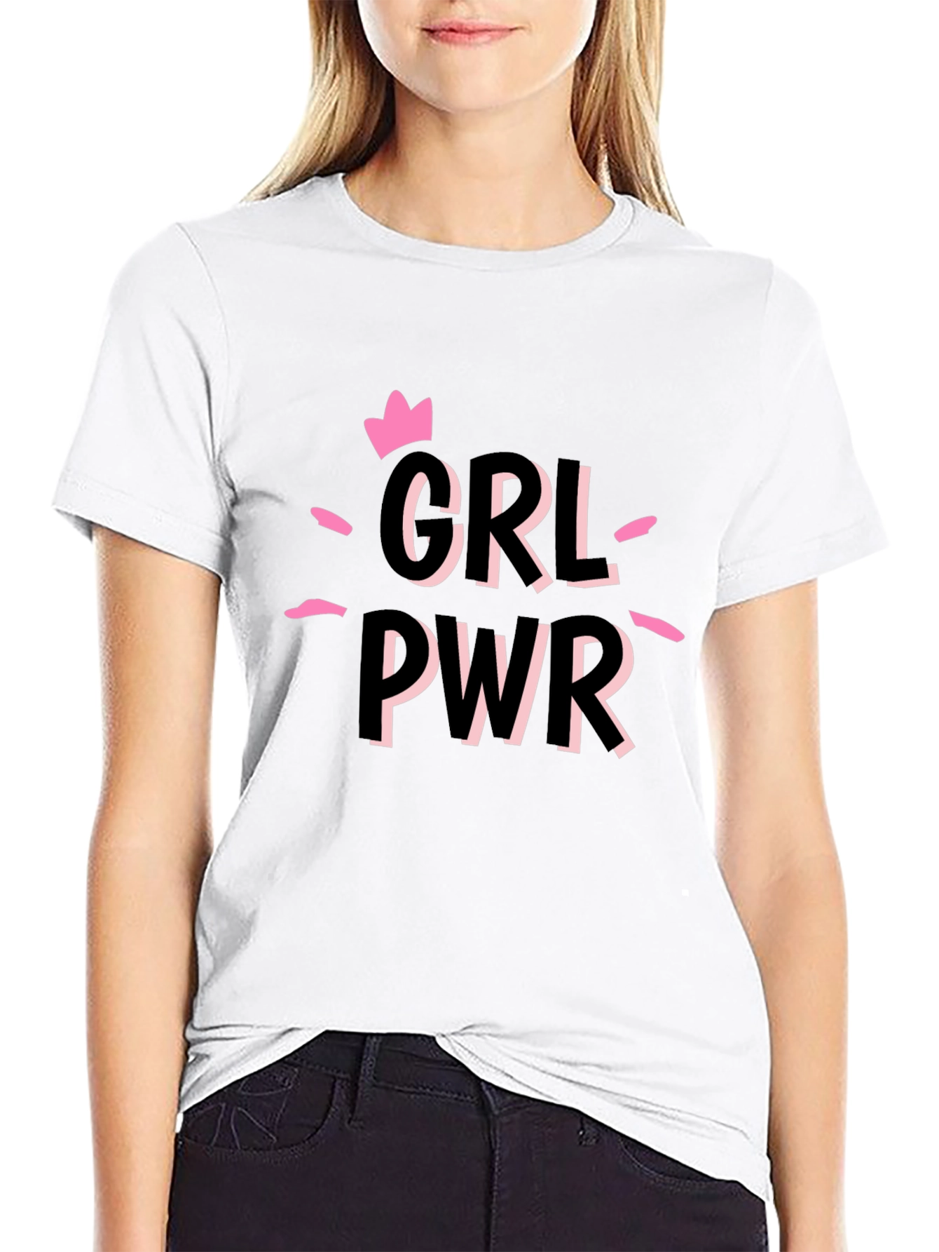 Girl Power Graphic Tee - Black Cotton T-Shirt
