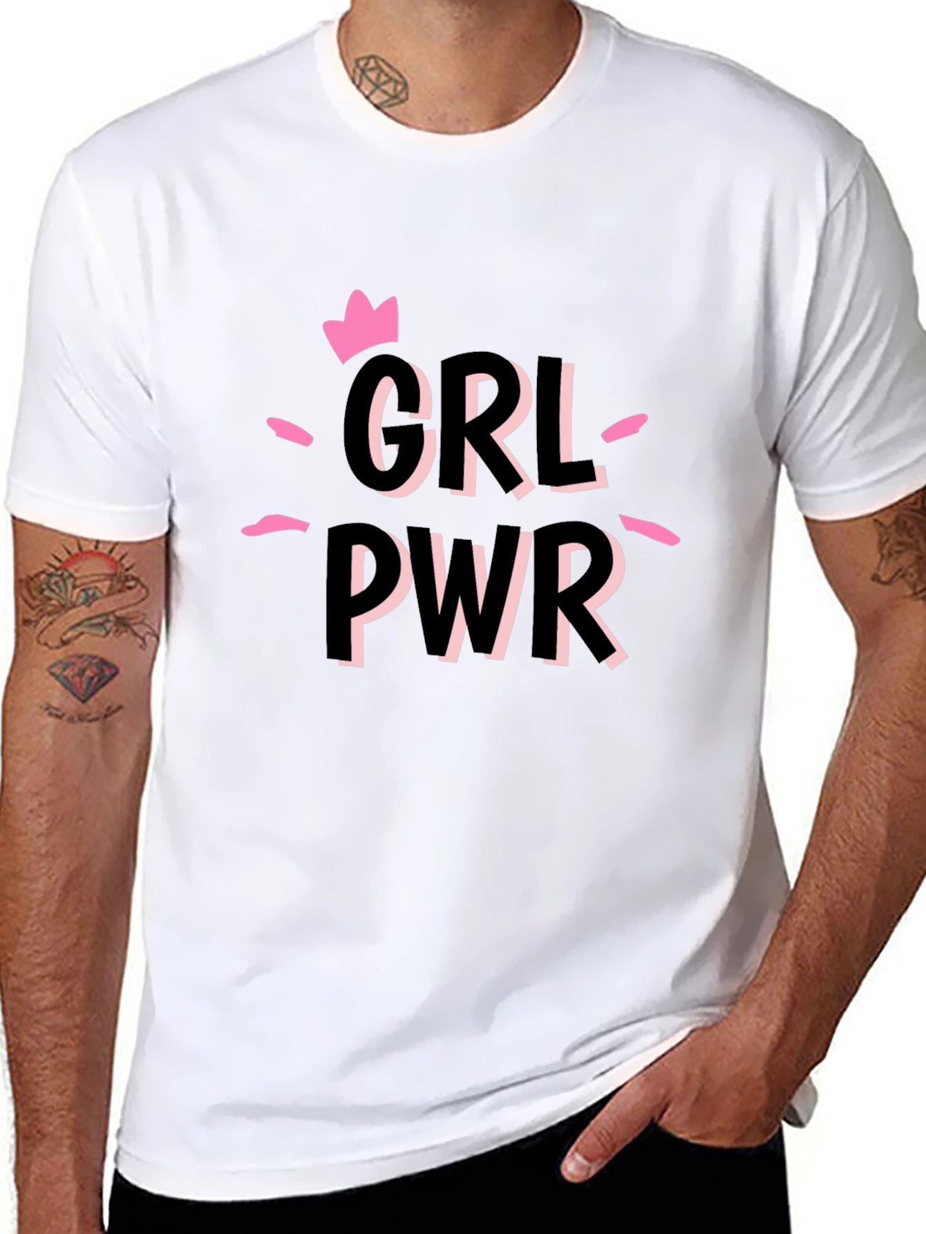 Girl Power Graphic Tee - Black Cotton T-Shirt