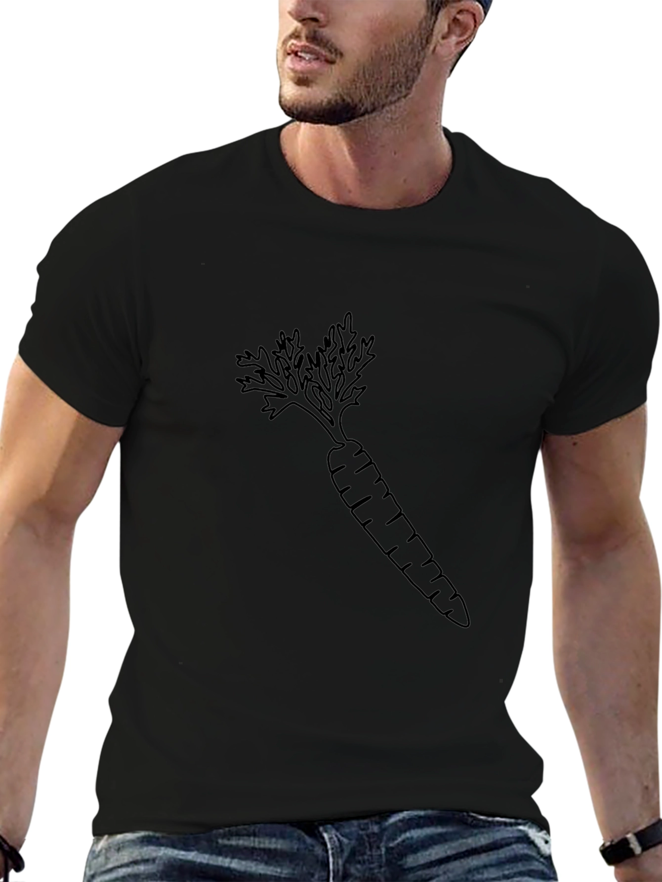 Carrot Graphic Tee - Black Casual T-Shirt