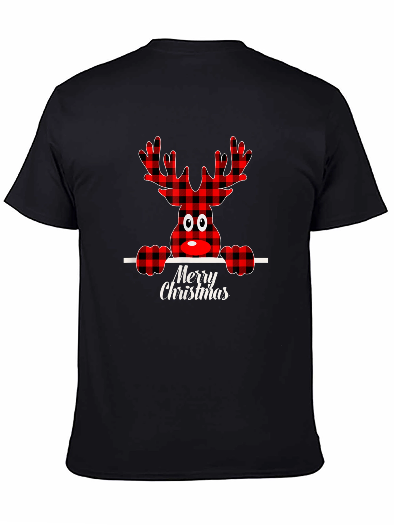 Festive Plaid Reindeer Merry Christmas T-Shirt