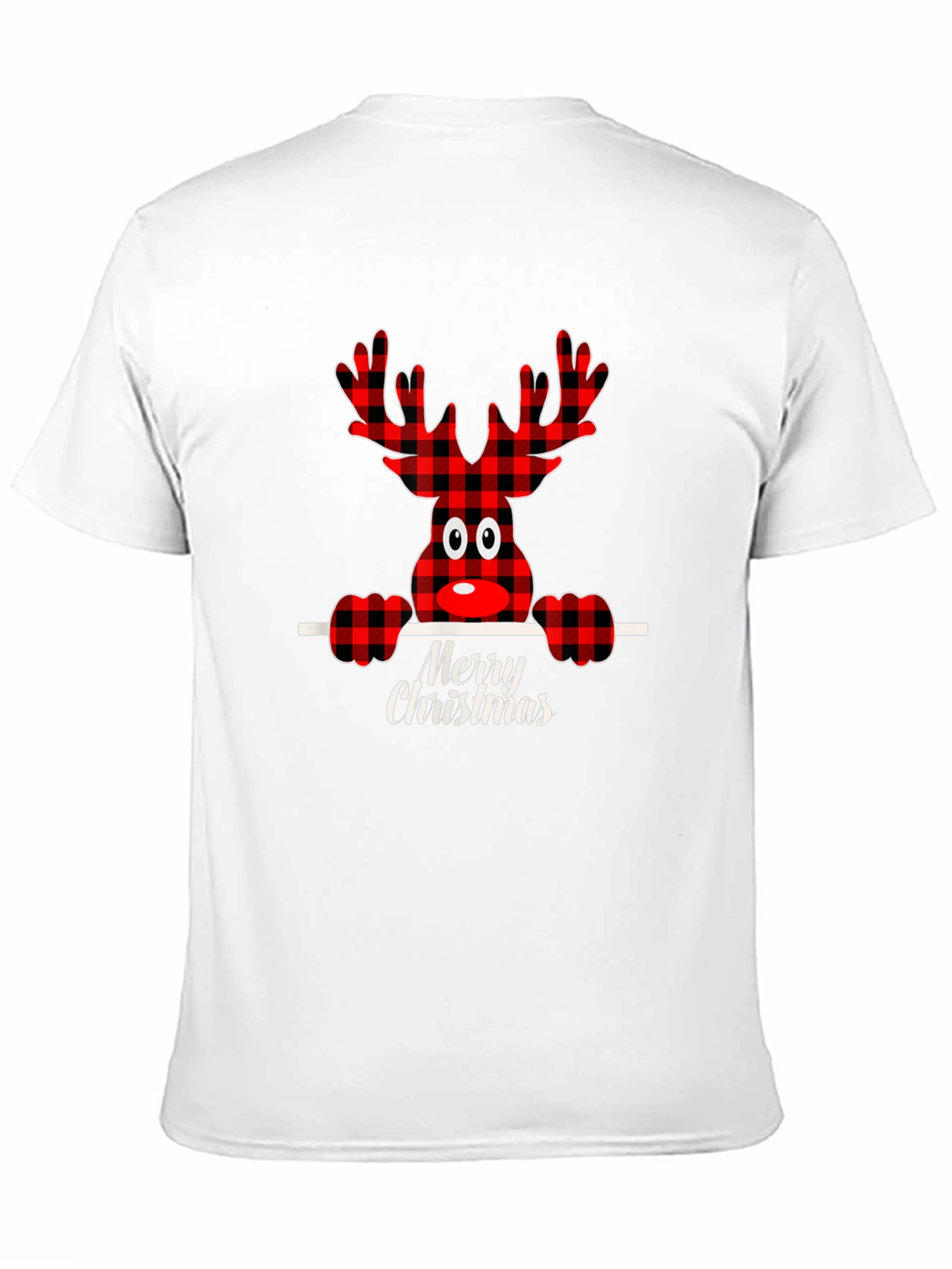 Festive Plaid Reindeer Merry Christmas T-Shirt