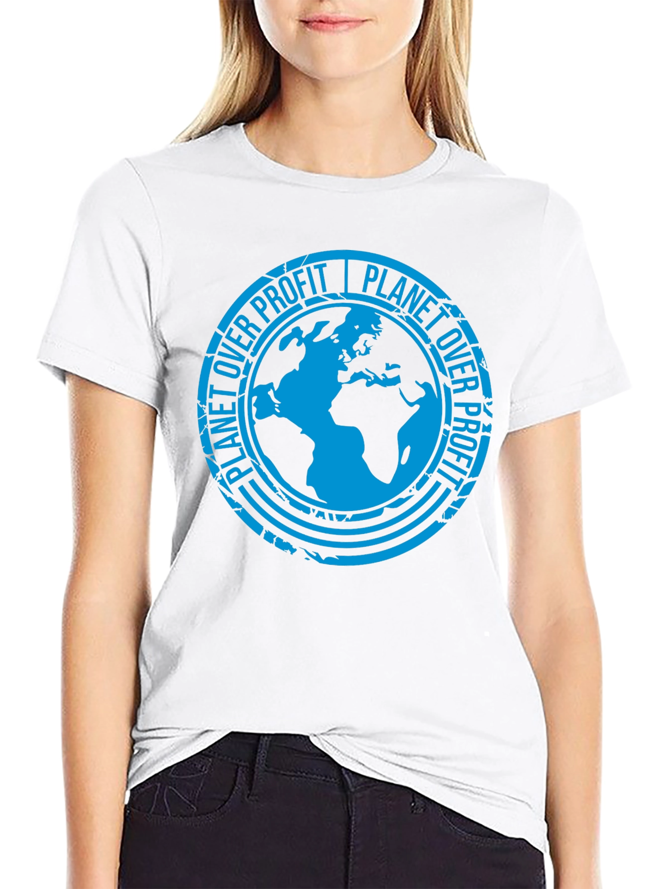 Planet Over Profit Black Graphic T-Shirt