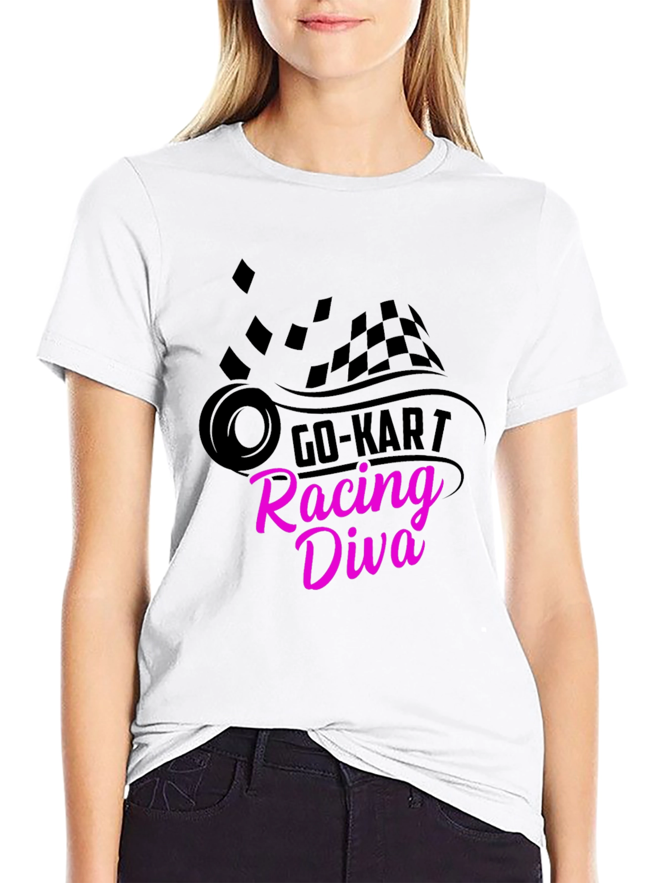 Go-Kart Racing Diva Black T-Shirt