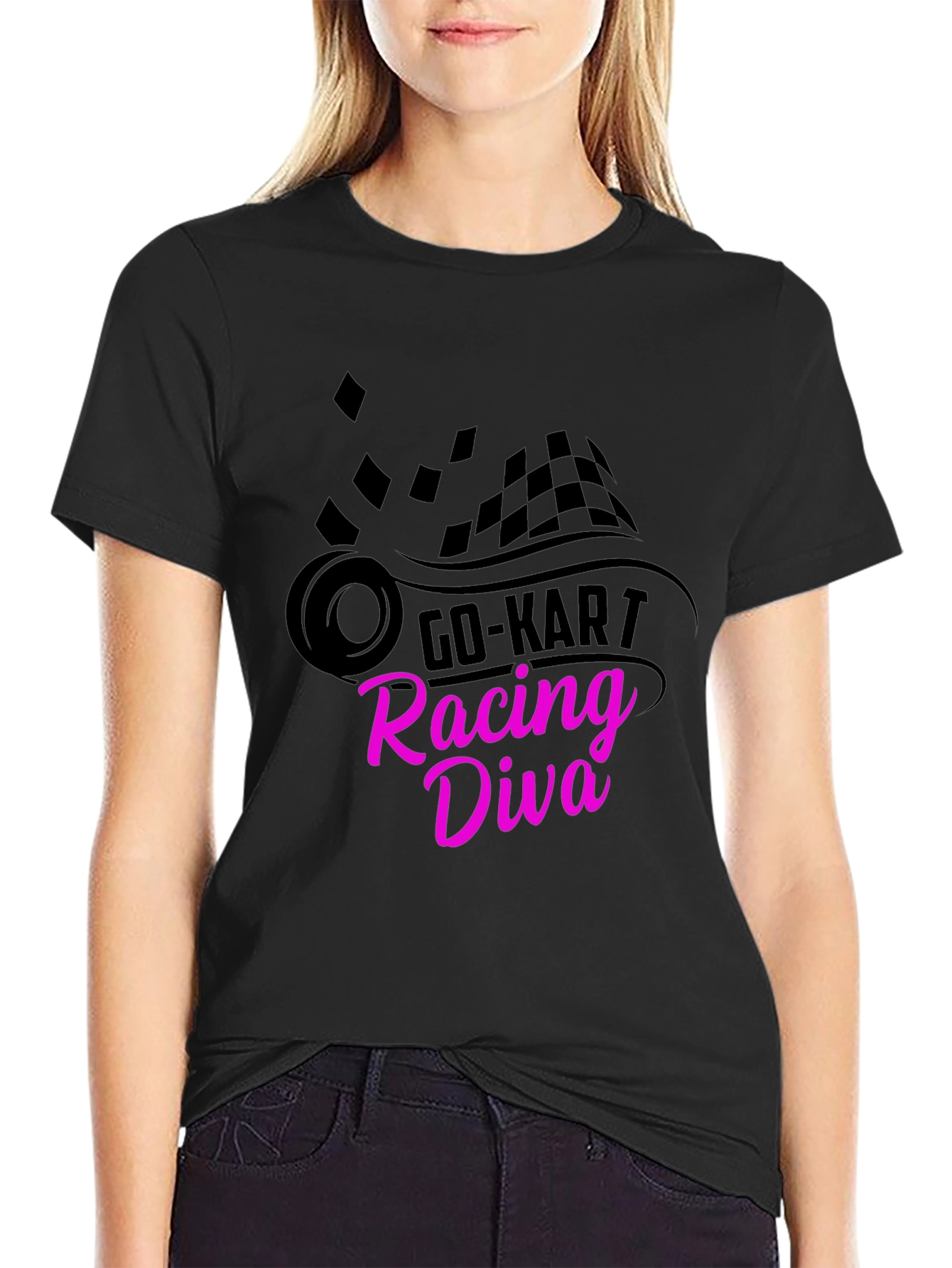 Go-Kart Racing Diva Black T-Shirt