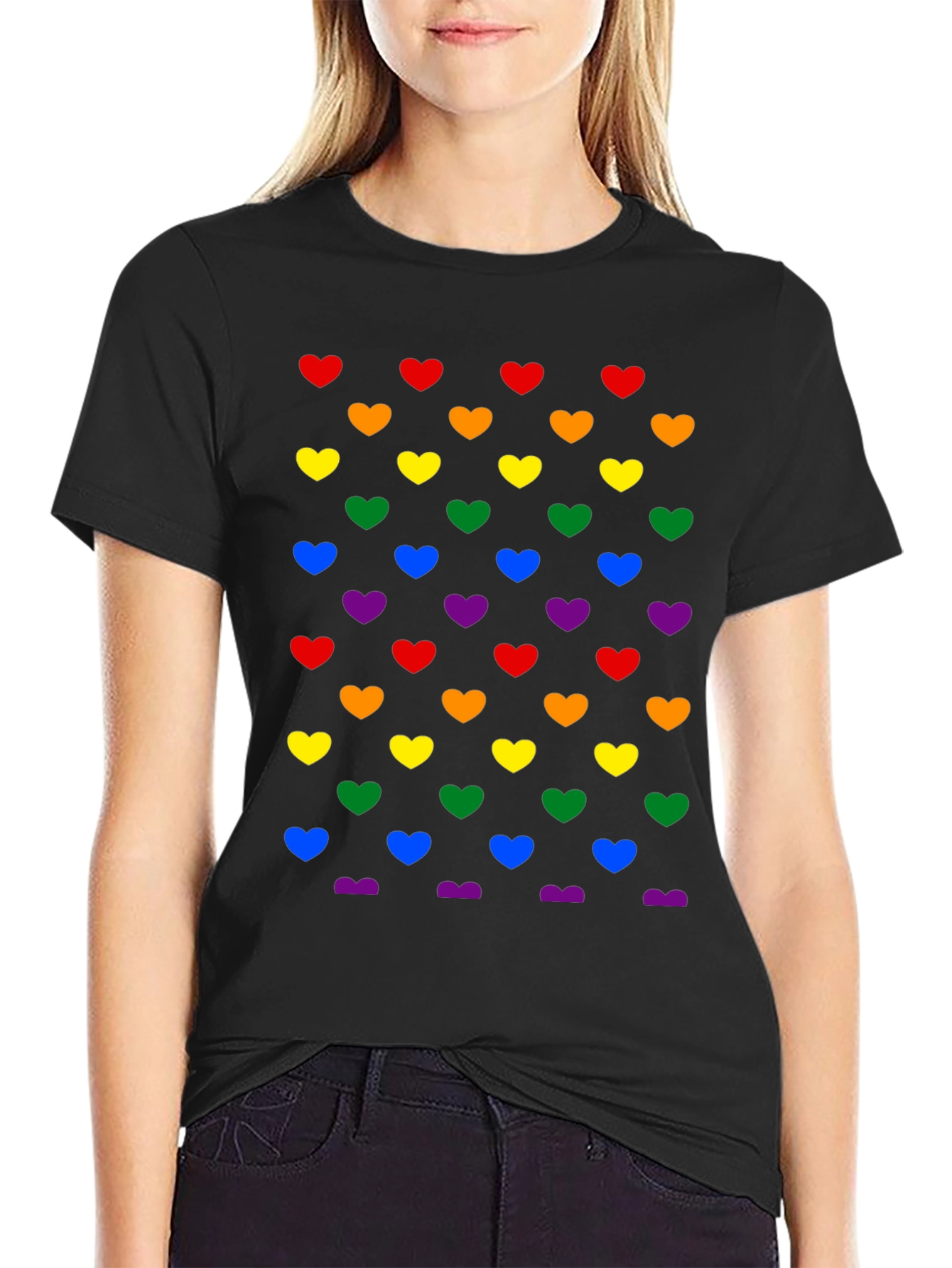 Rainbow Hearts Graphic Tee - Pride Shirt