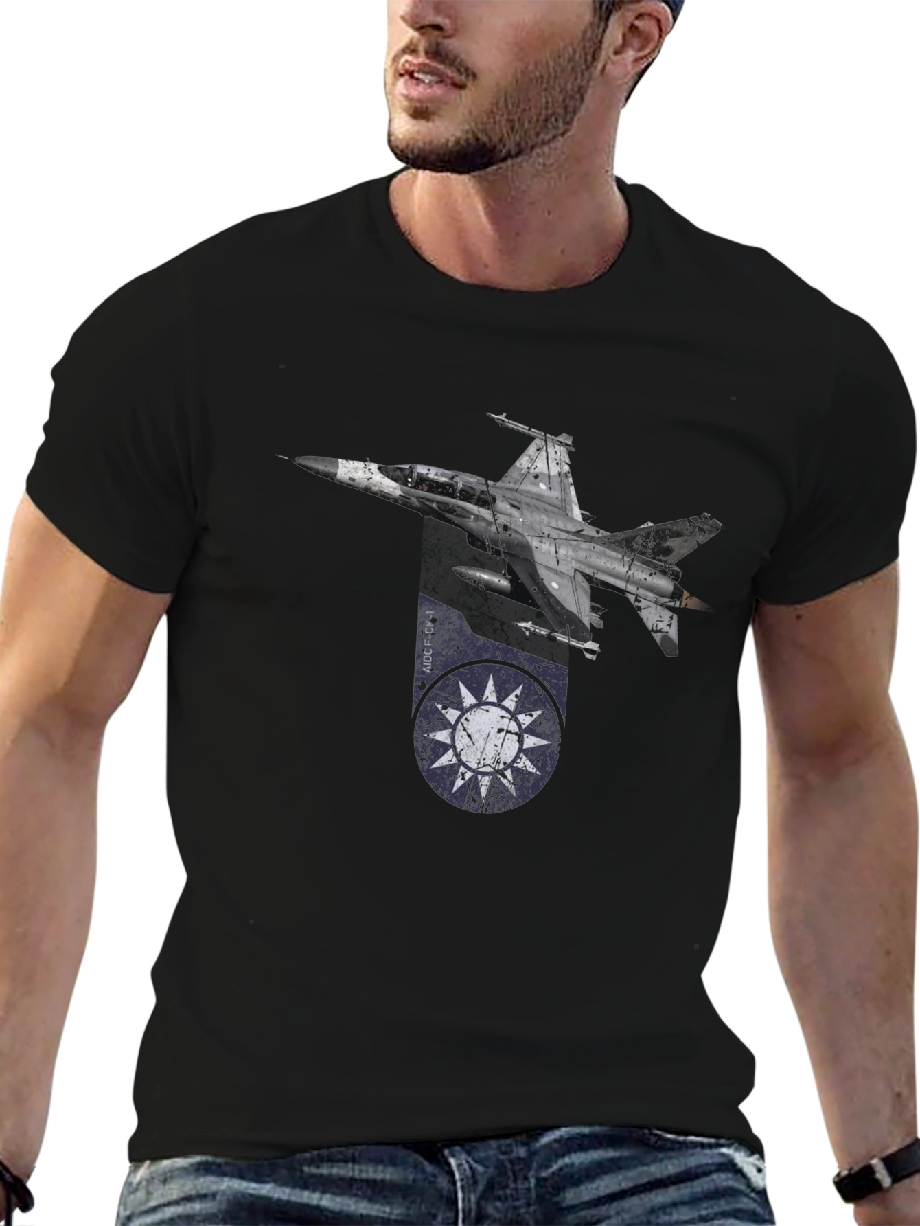 Jet Fighter Graphic T-Shirt - Black