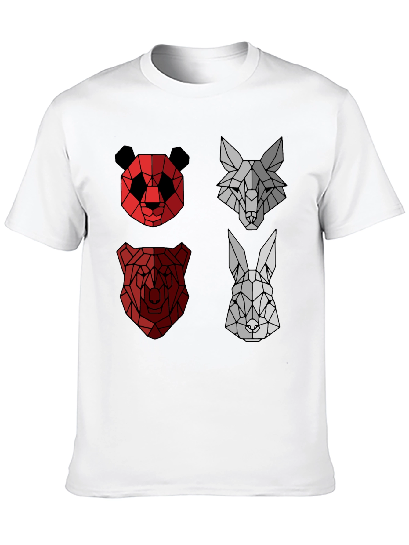 Geometric Animal Print Crew Neck T-Shirt