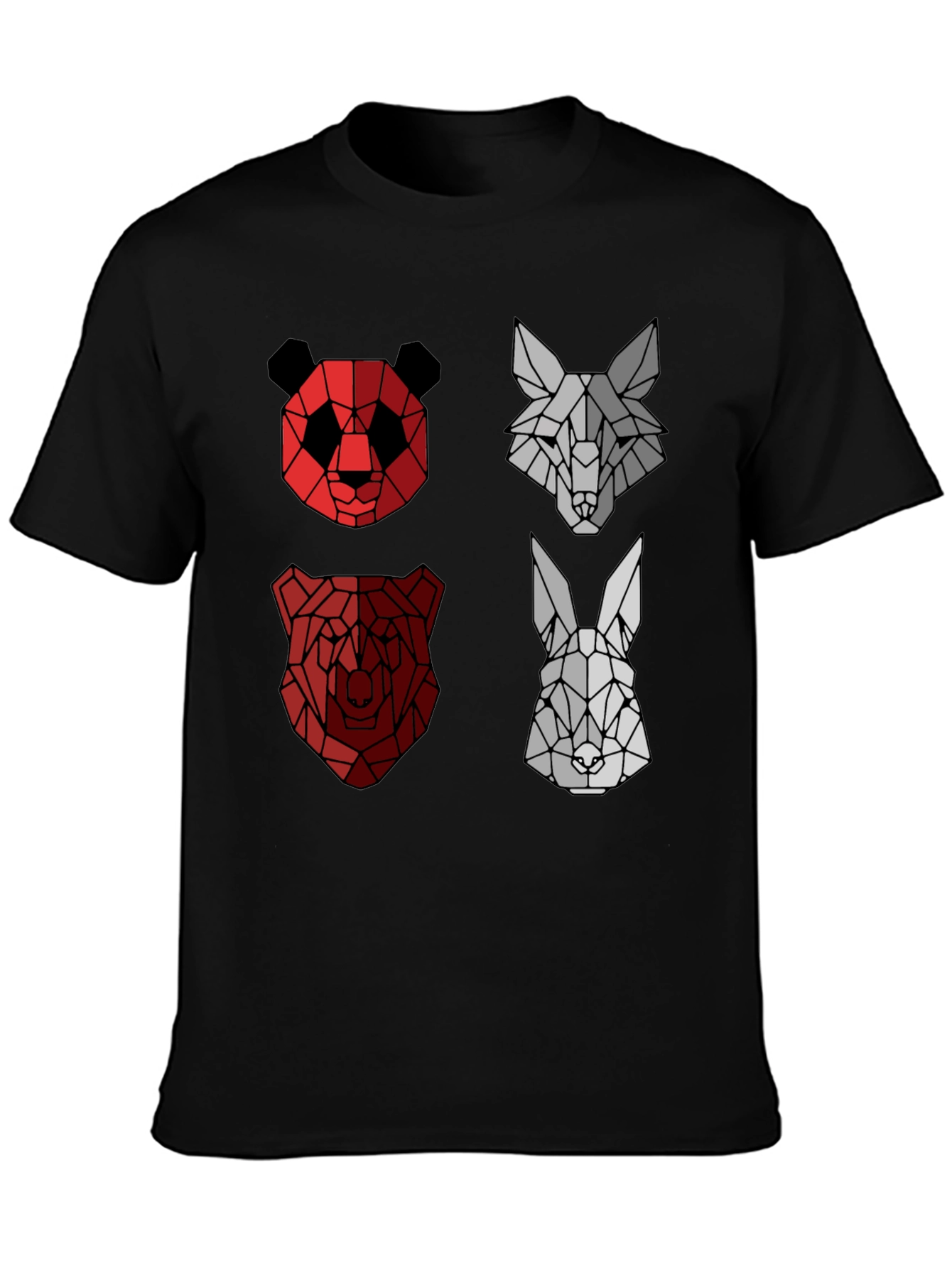 Geometric Animal Print Crew Neck T-Shirt