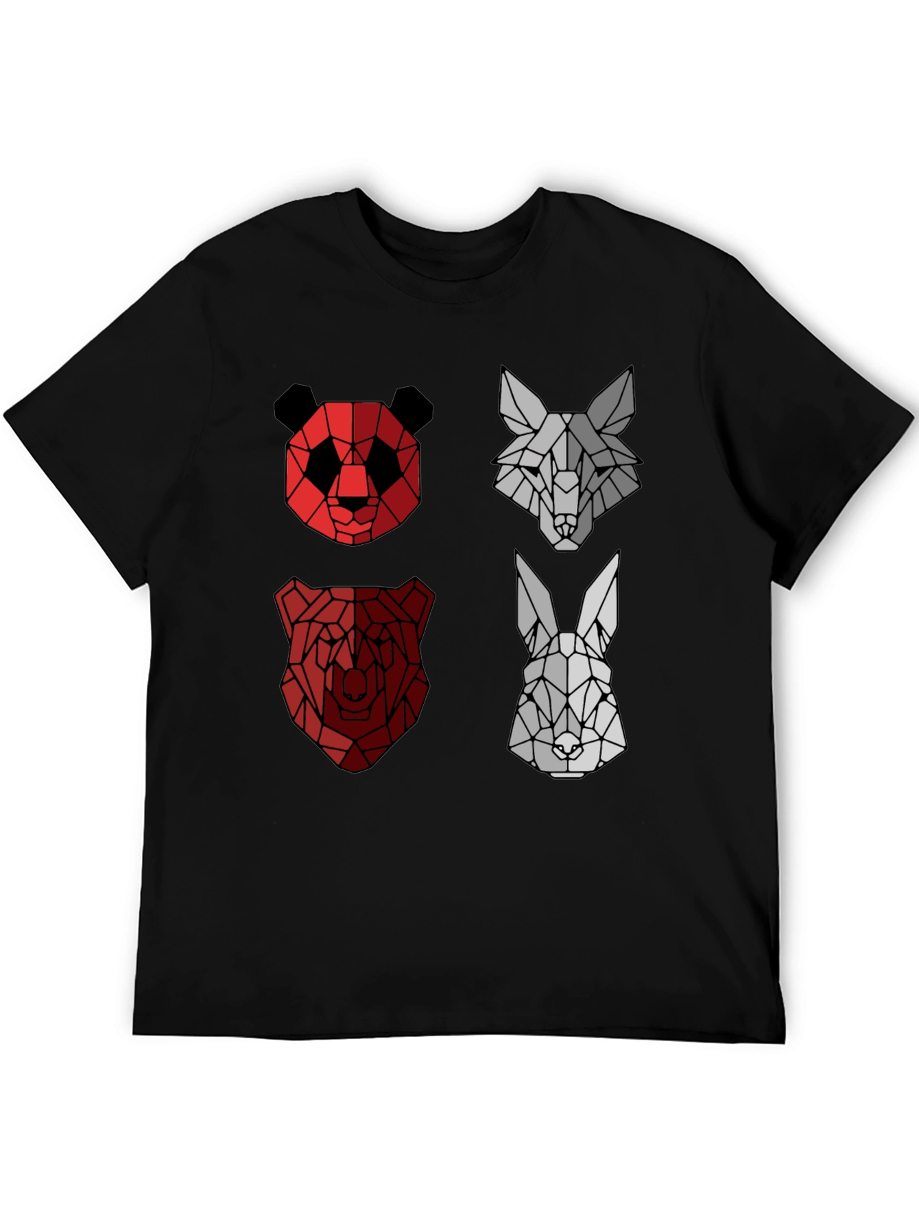 Geometric Animal Print Crew Neck T-Shirt