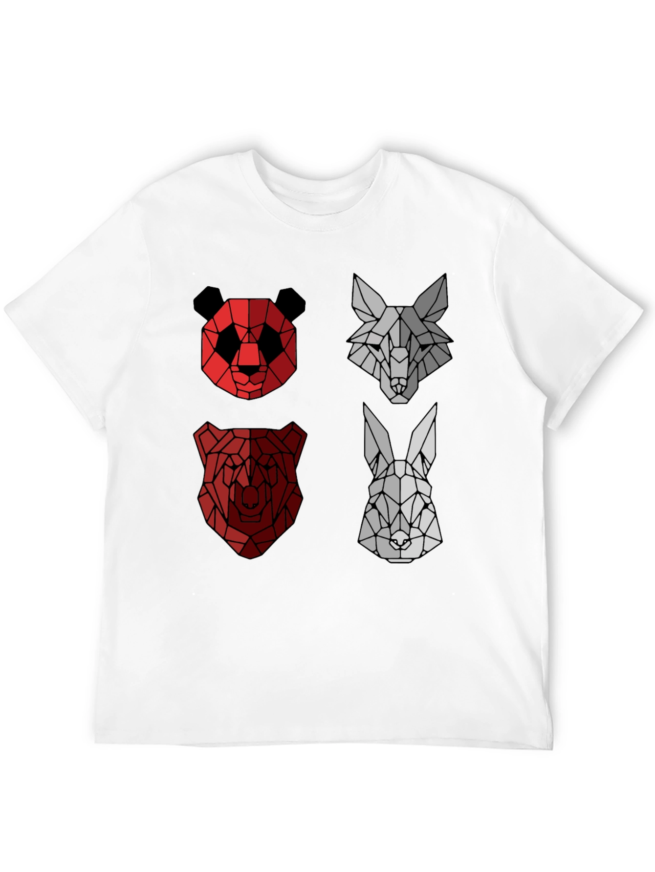 Geometric Animal Print Crew Neck T-Shirt