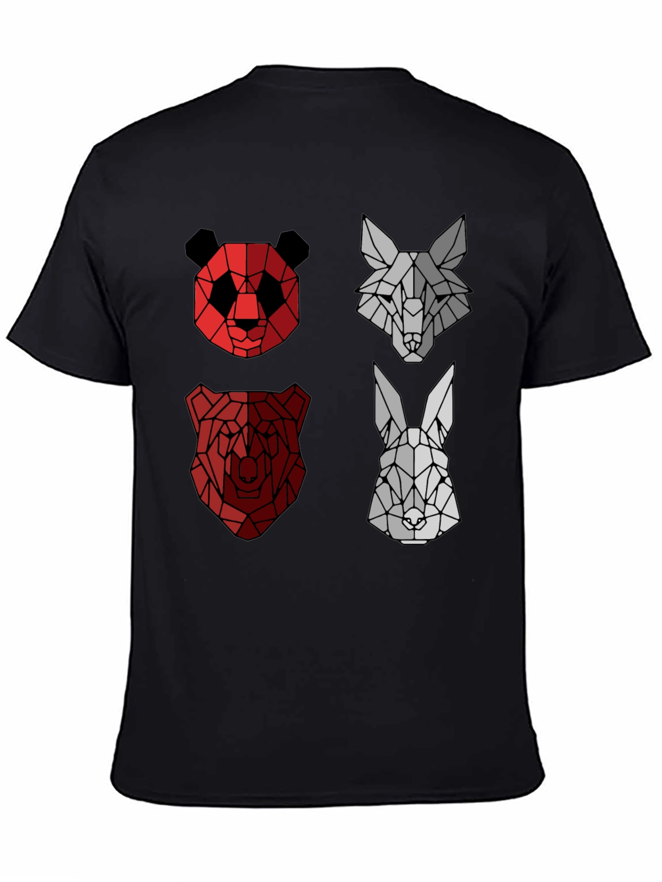 Geometric Animal Print Crew Neck T-Shirt