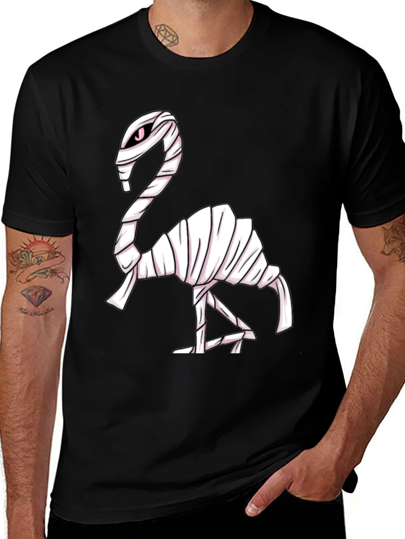 Mummy Flamingo Graphic Tee - Spooky Fun!