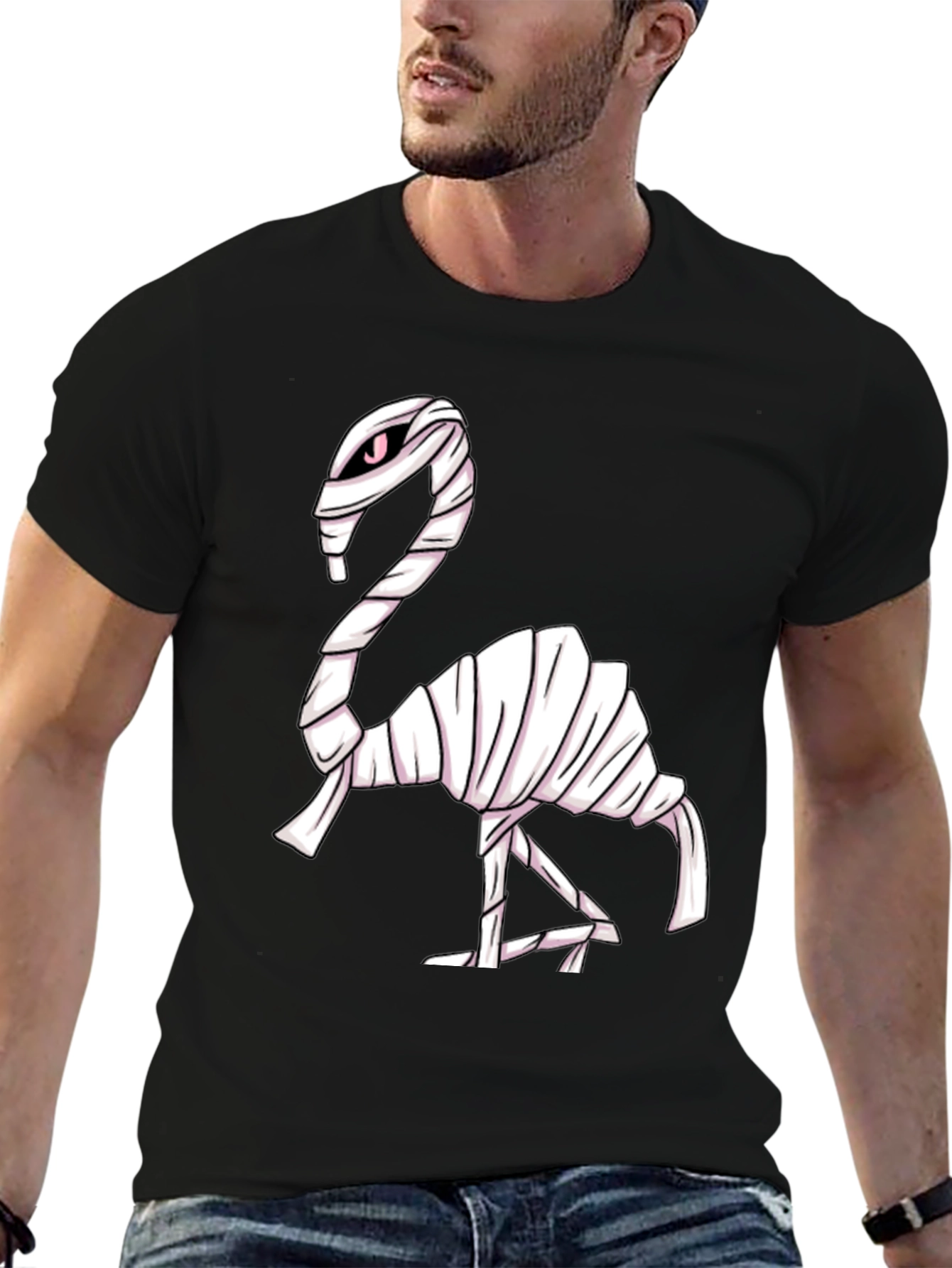 Mummy Flamingo Graphic Tee - Spooky Fun!