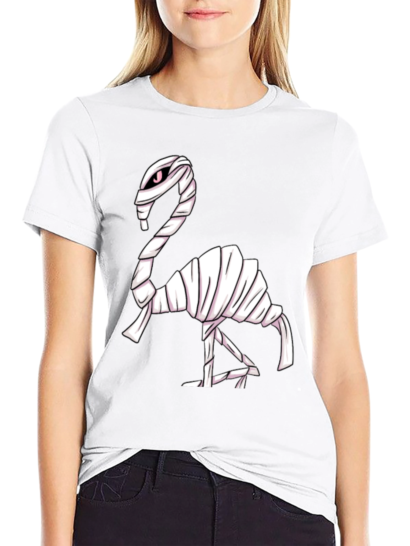 Mummy Flamingo Graphic Tee - Spooky Fun!