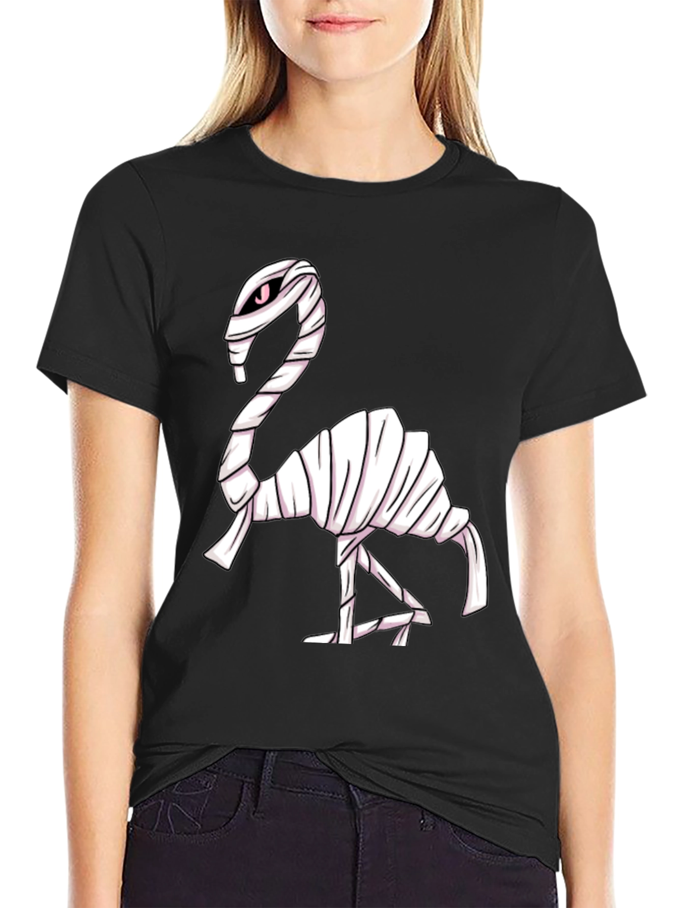Mummy Flamingo Graphic Tee - Spooky Fun!