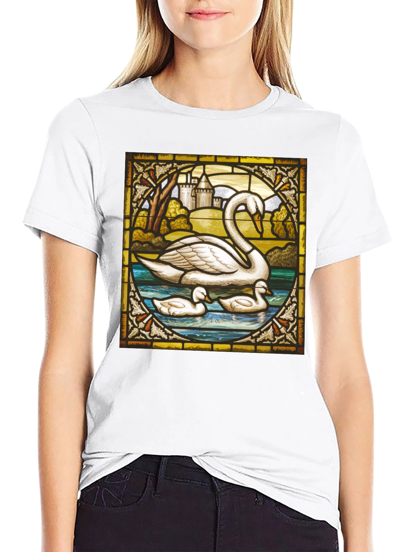 Swan Stained Glass T-Shirt