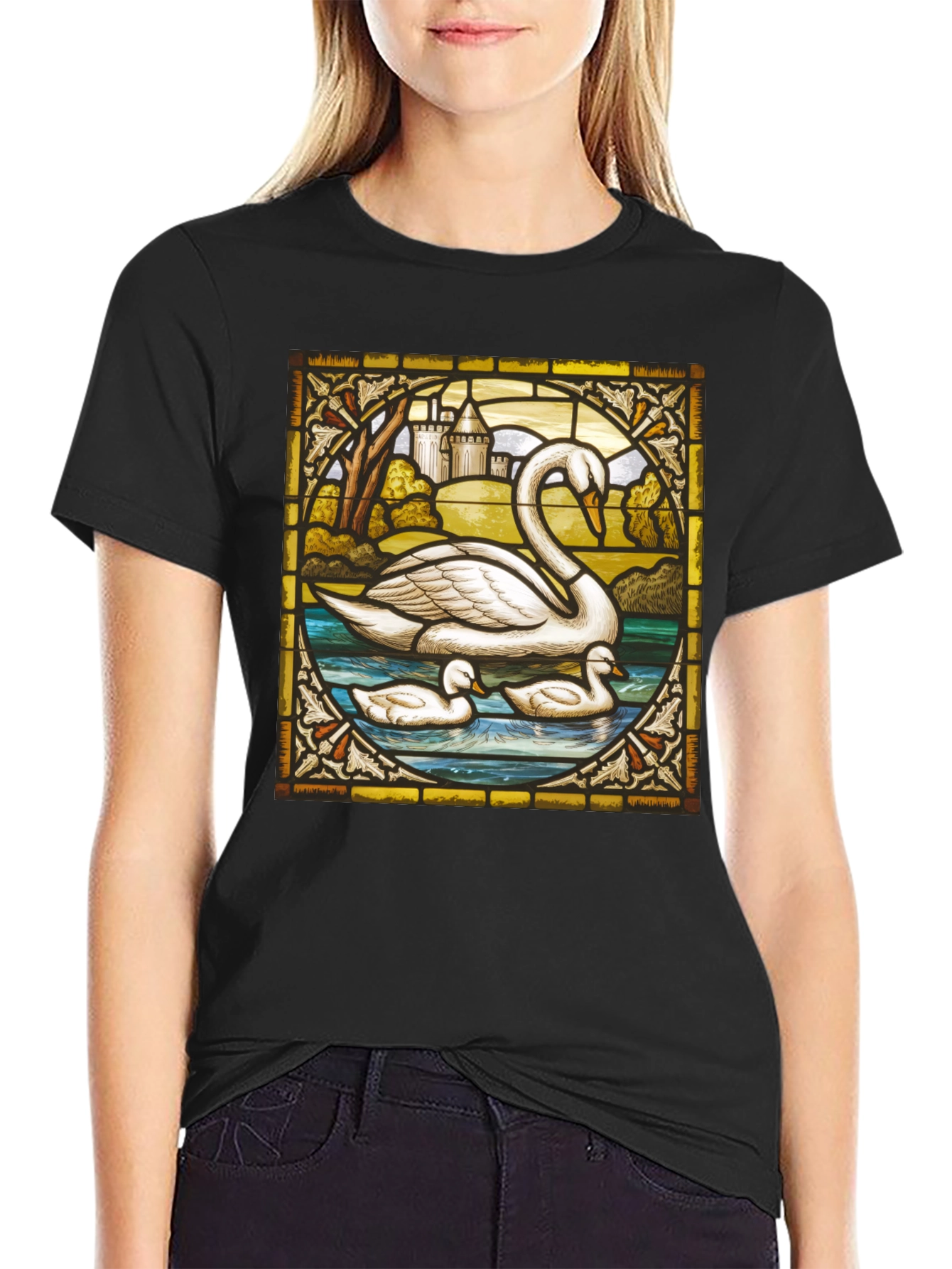 Swan Stained Glass T-Shirt