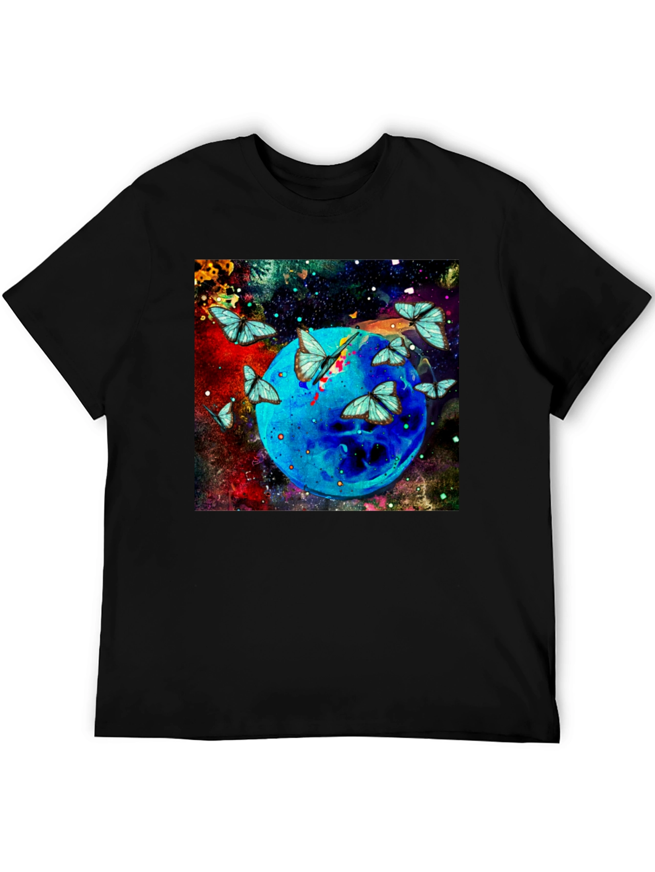 Butterfly Galaxy Graphic Black T-Shirt