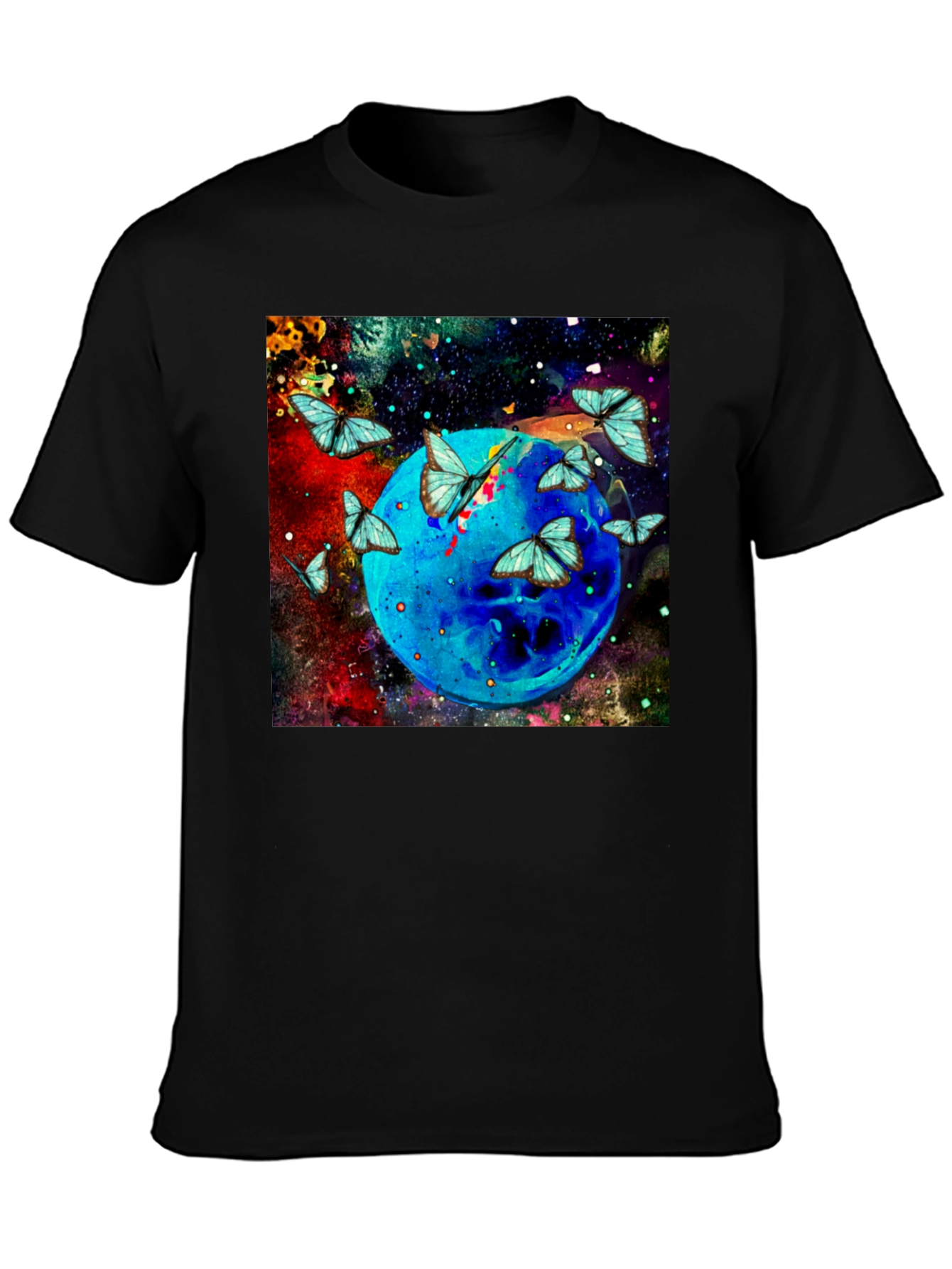 Butterfly Galaxy Graphic Black T-Shirt