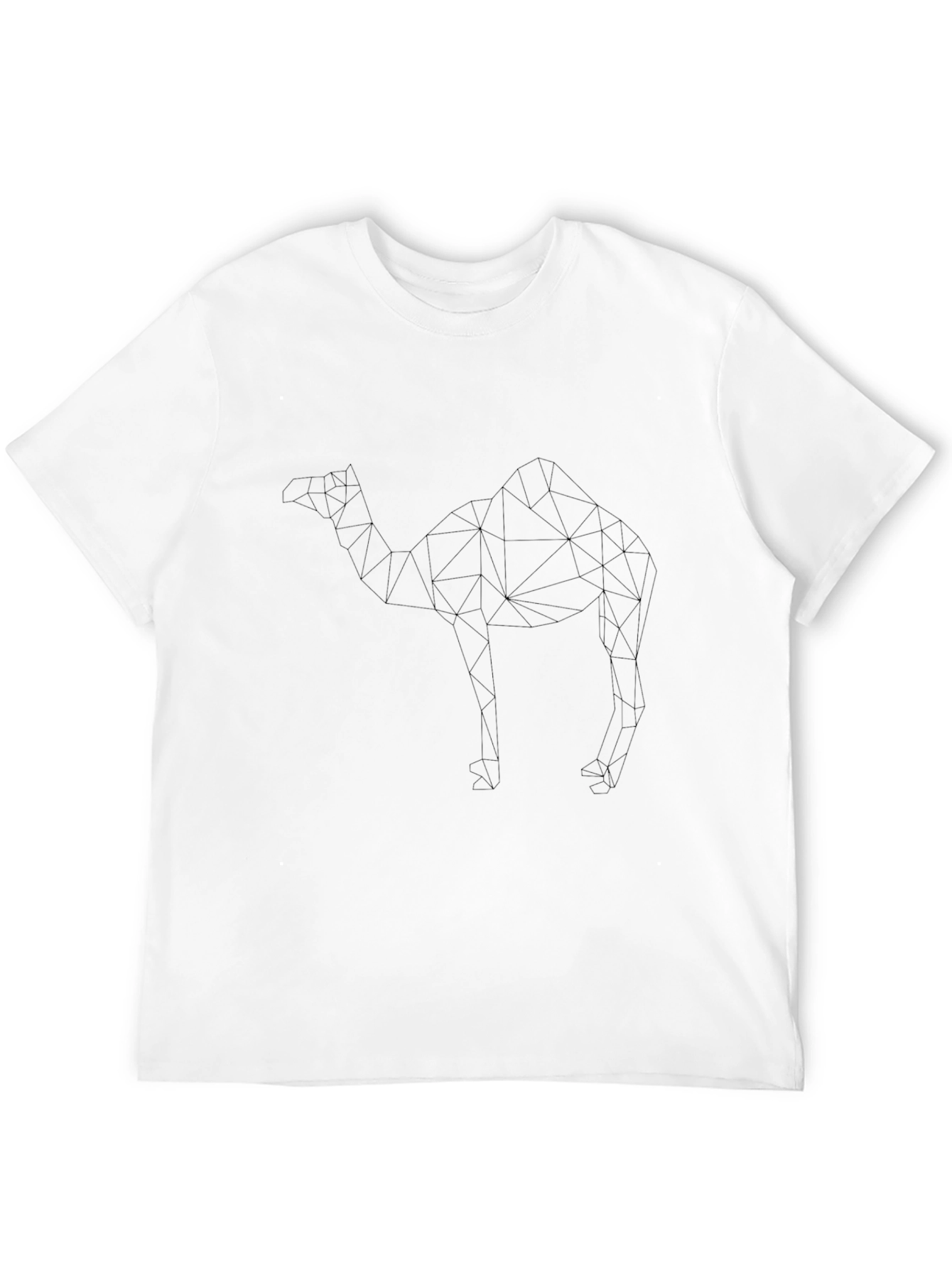 Geometric Camel Graphic Tee - Black Cotton Casual Shirt