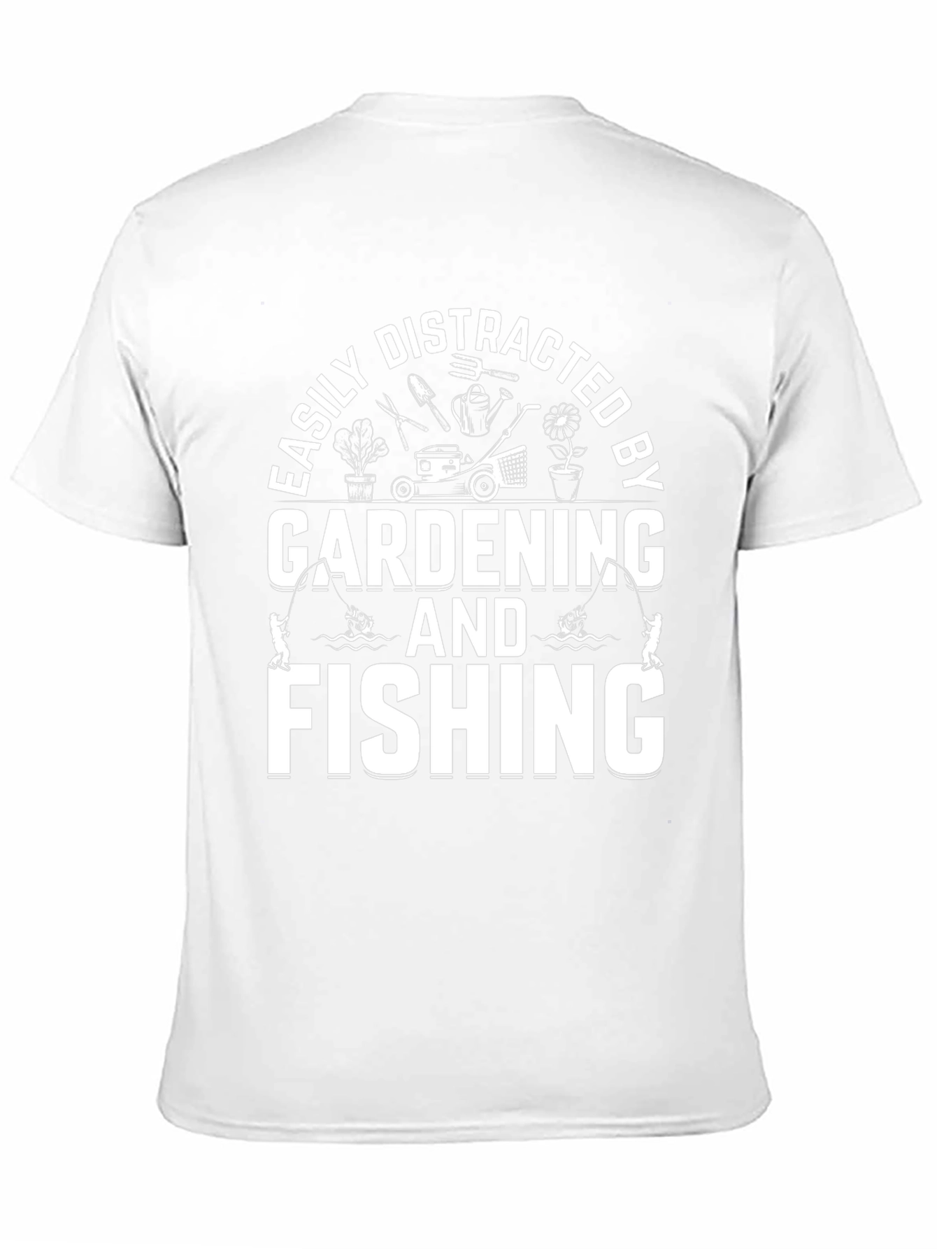 Easily Distracted Gardening & Fishing Black T-Shirt