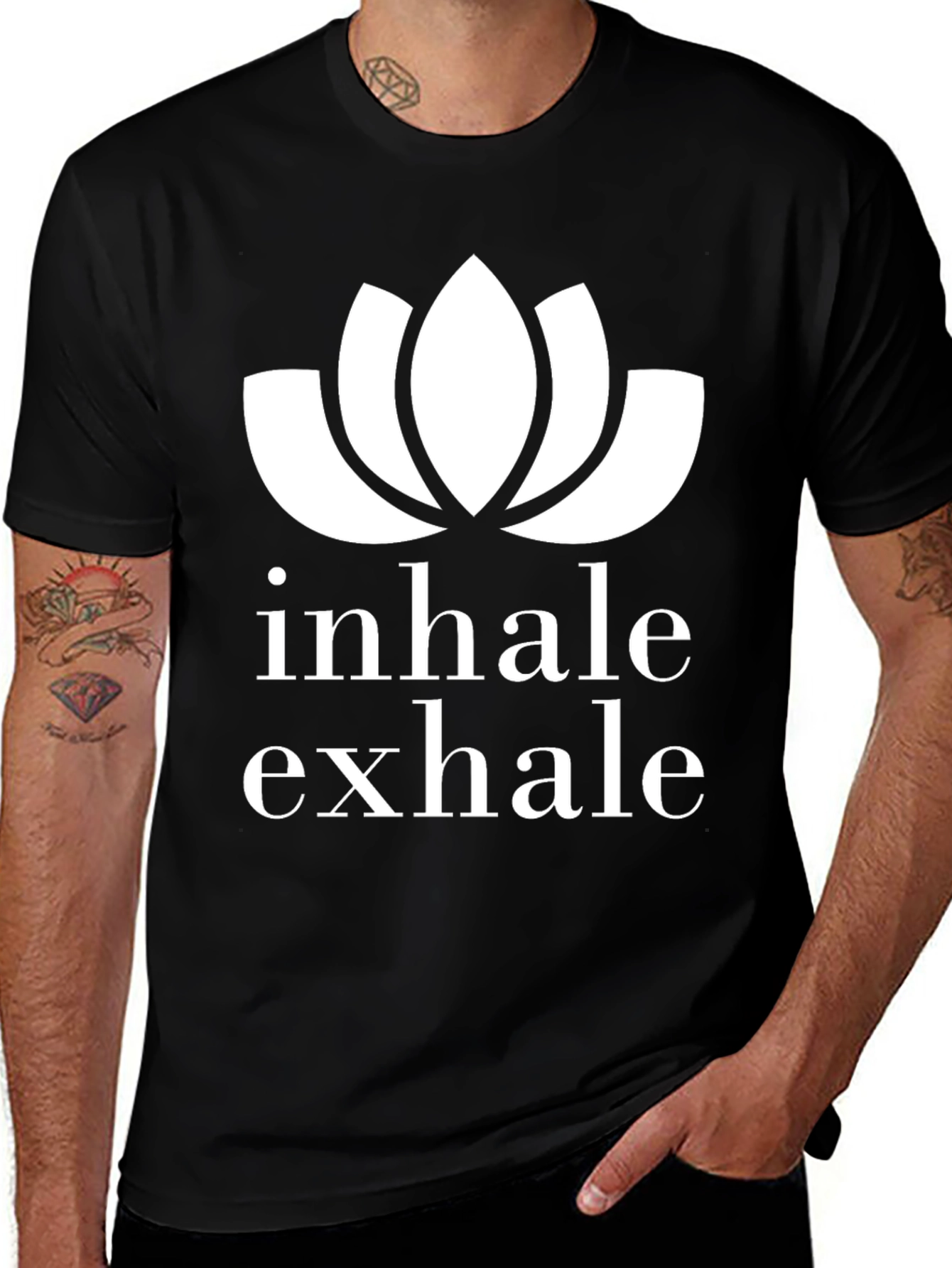 Inhale Exhale Lotus Graphic T-Shirt - Black